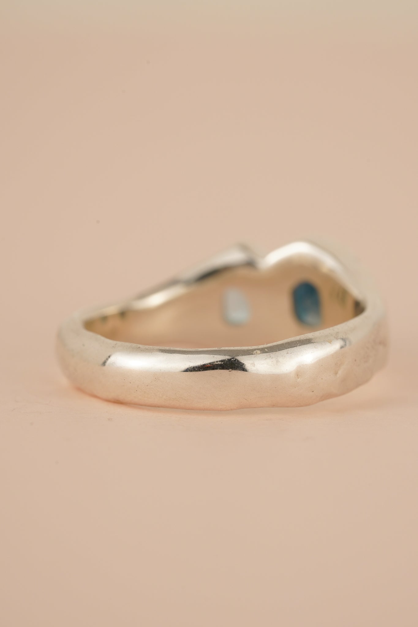 Blue topaz two stone ring