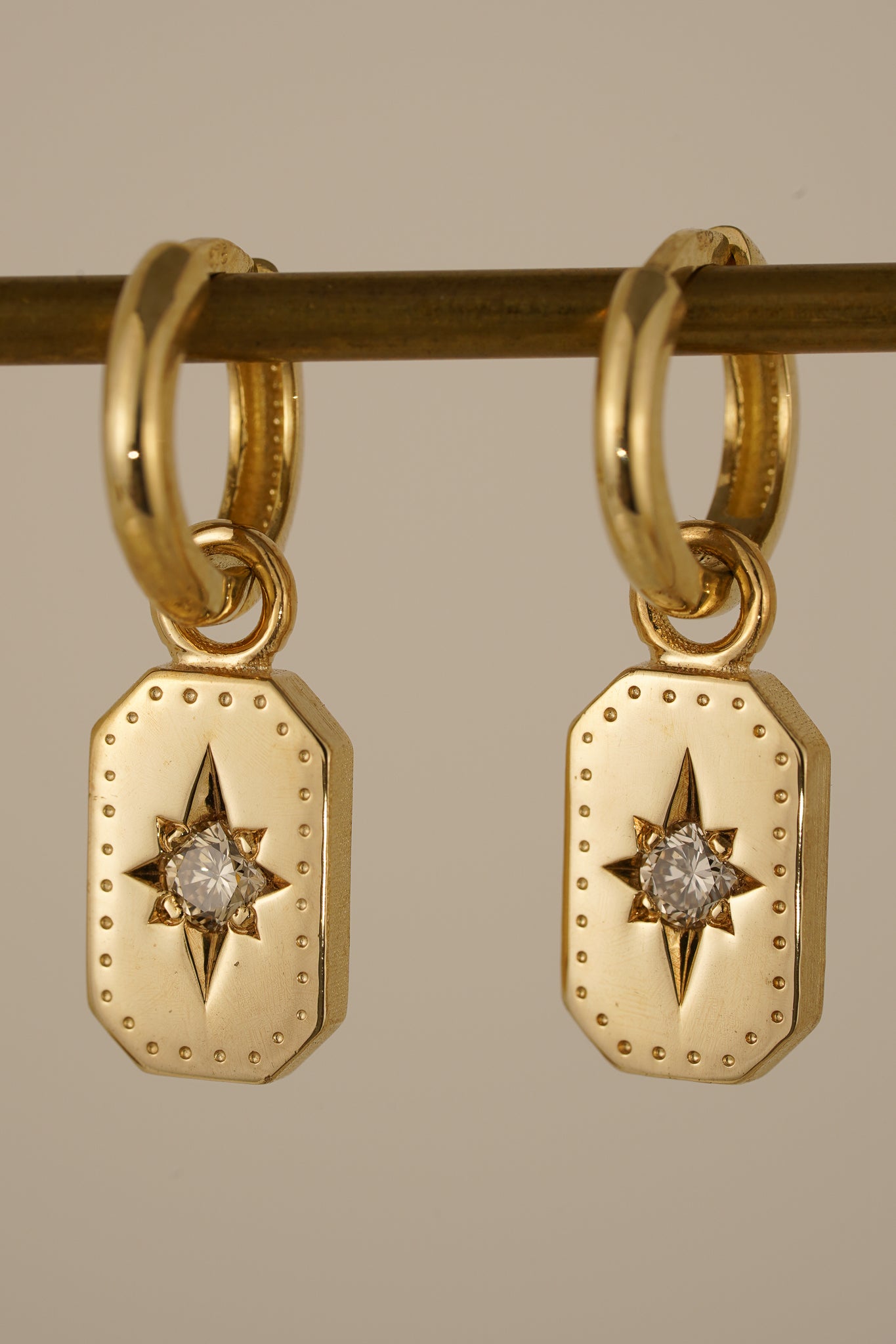 Solid gold champagne diamond earring charms