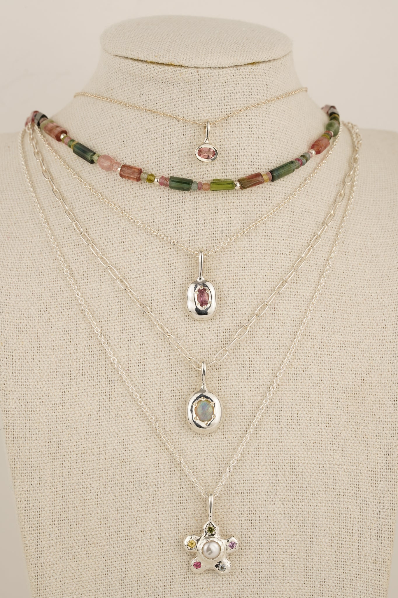 Organic blue/green crystal opal pendant