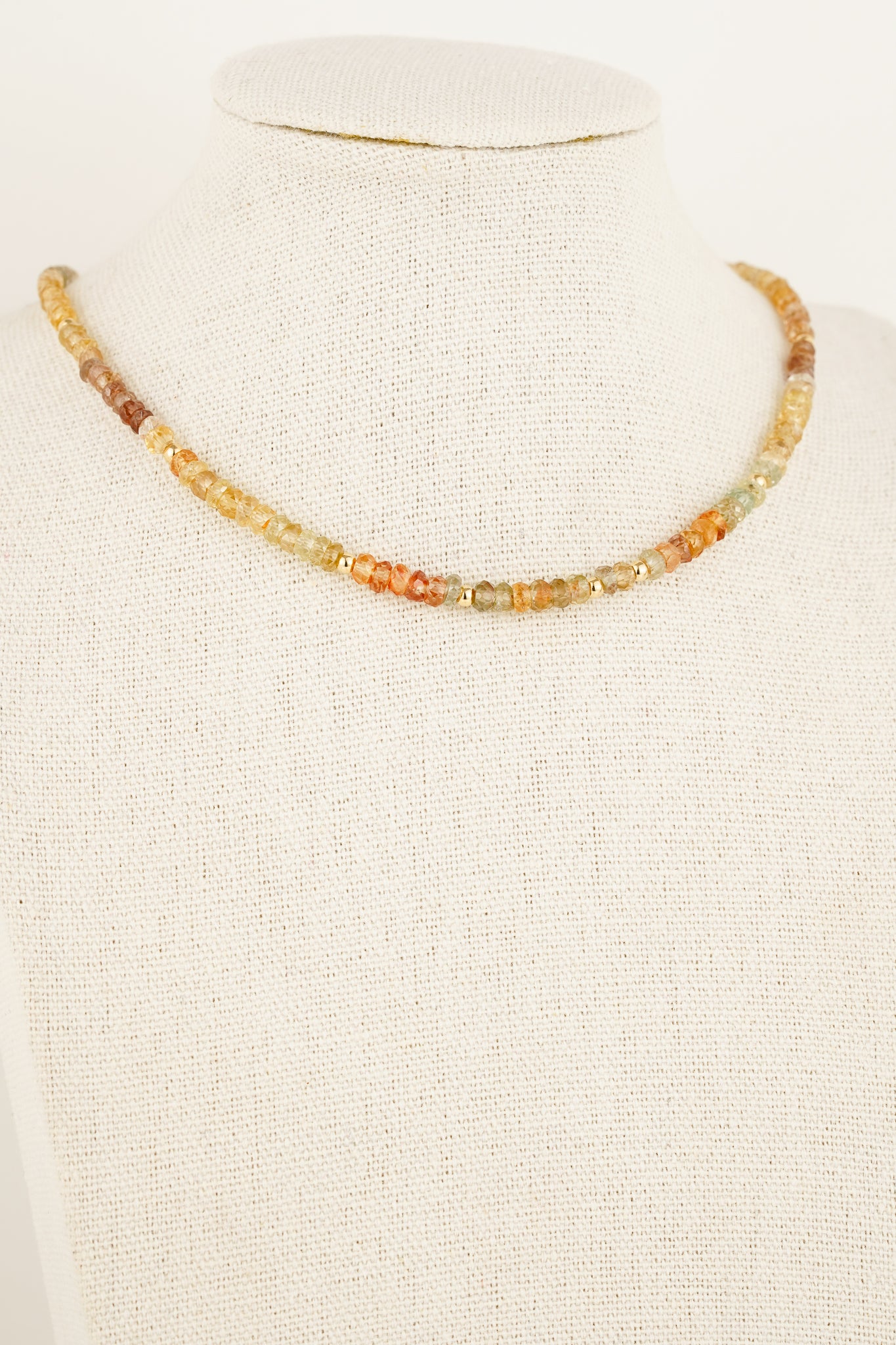 Mixed zircon ombre beaded necklace - gold