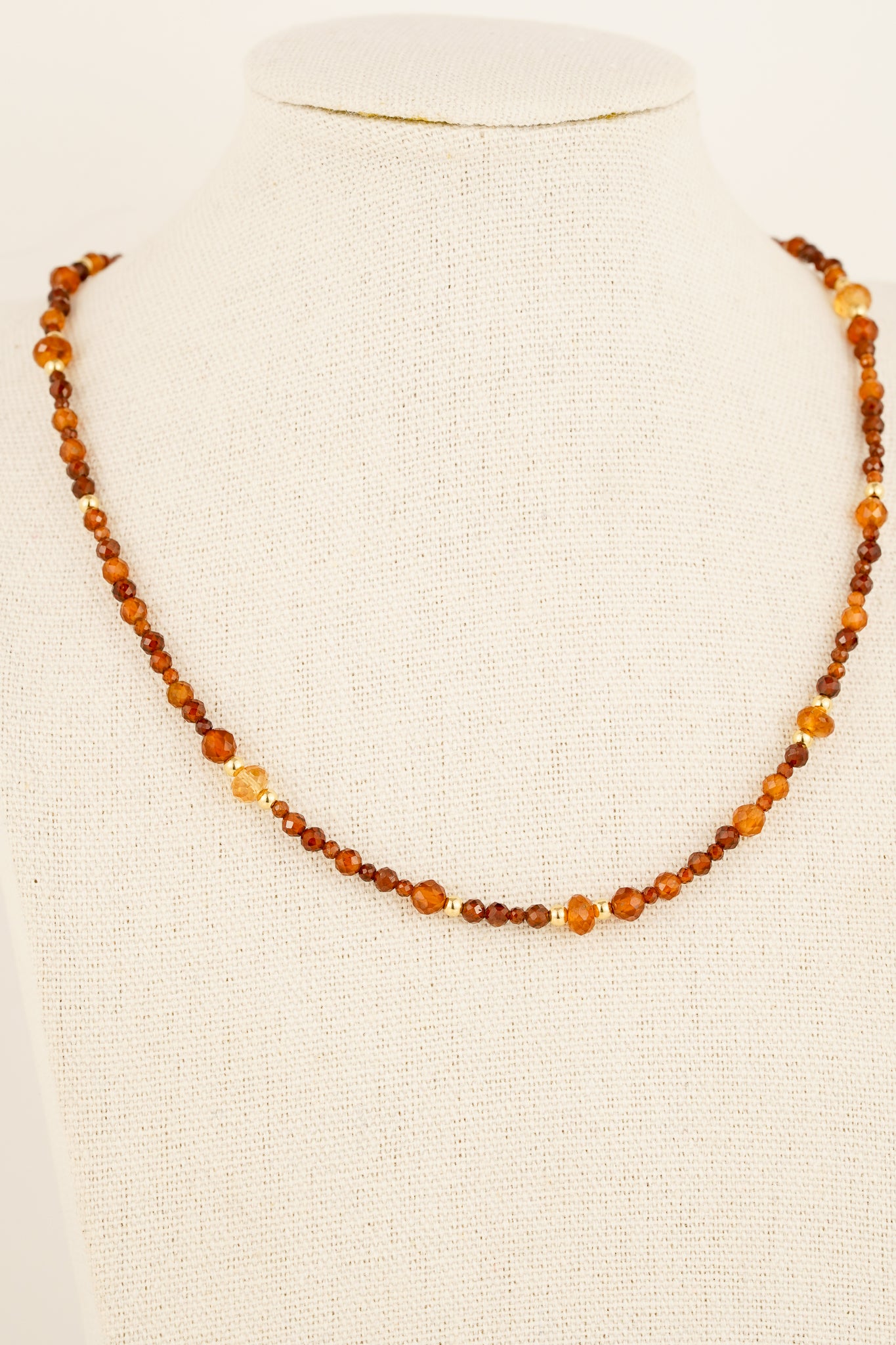 Mixed garnet beaded necklace - gold mix 2