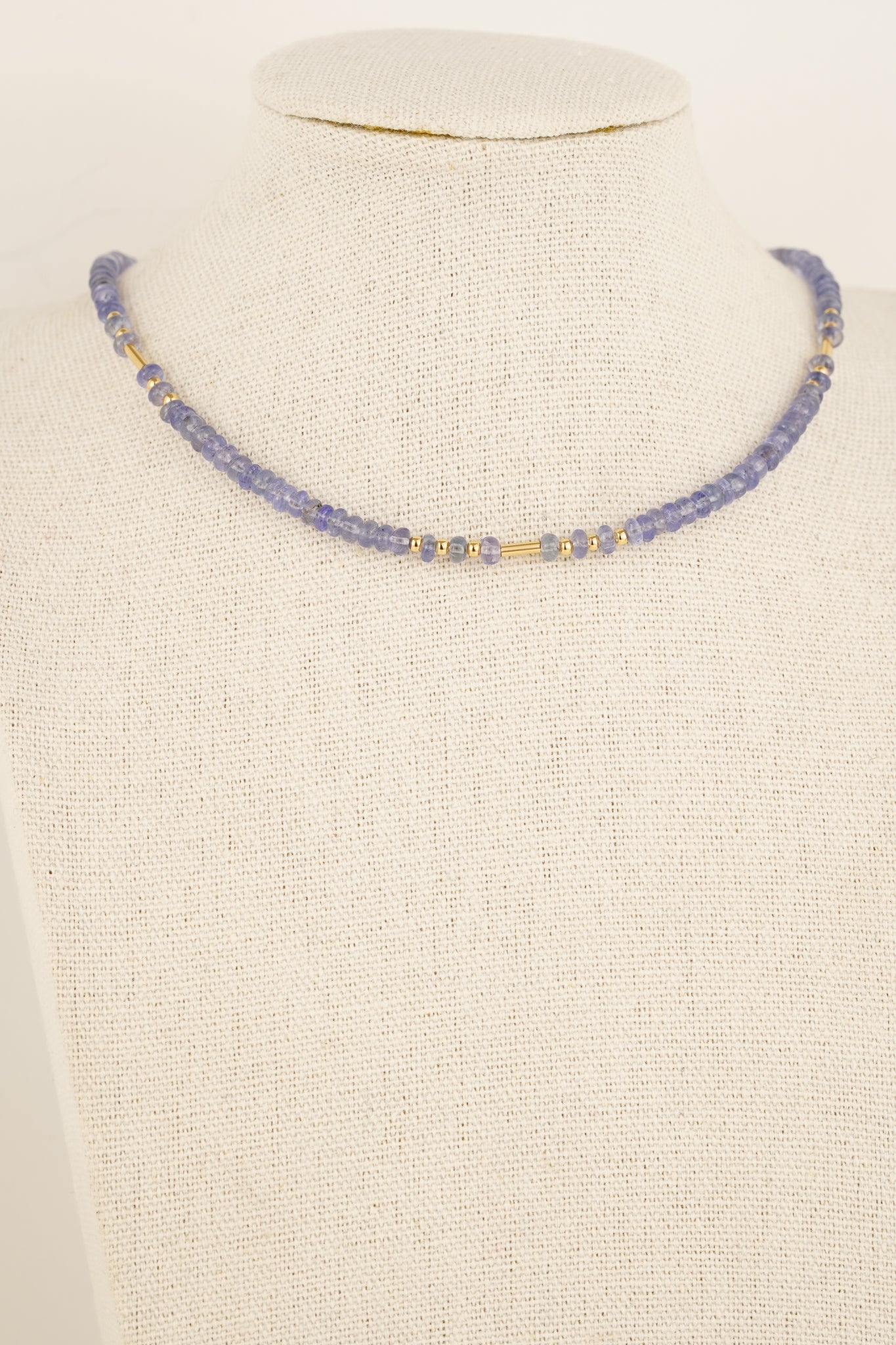 Tanzanite beaded necklace - gold
