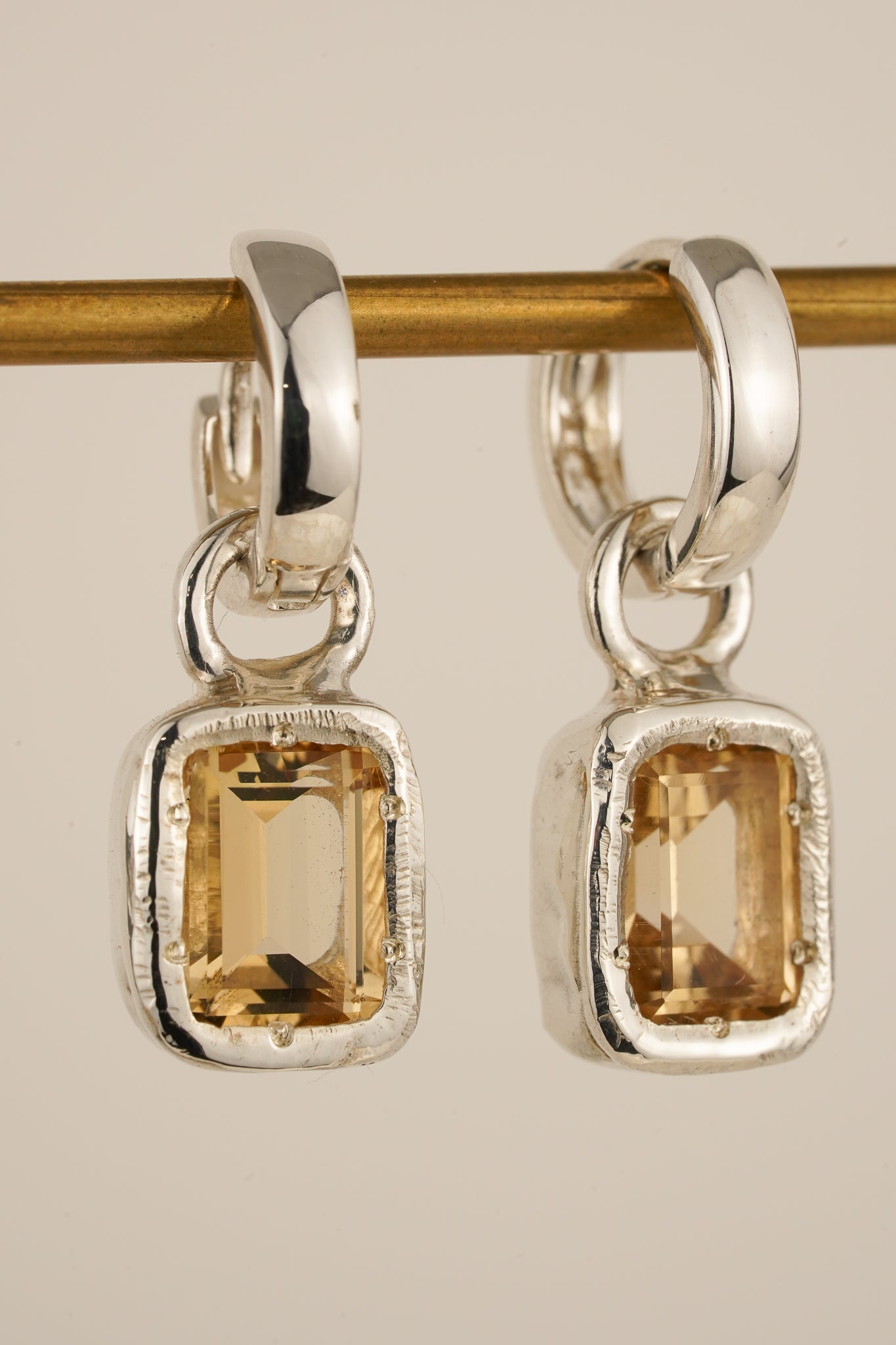 Champagne quartz earring charms