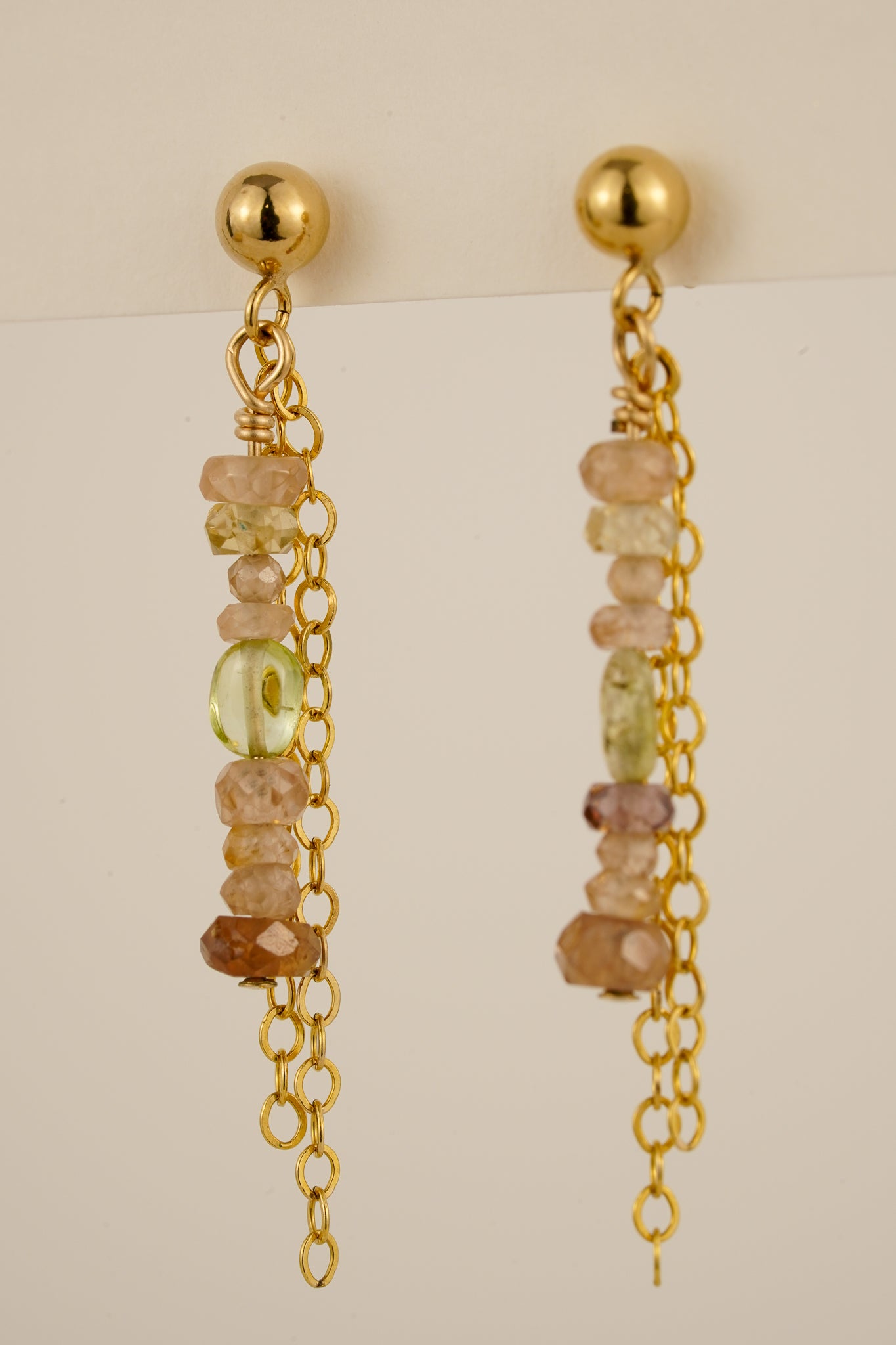 Mixed zircon & chain studs - gold-filled