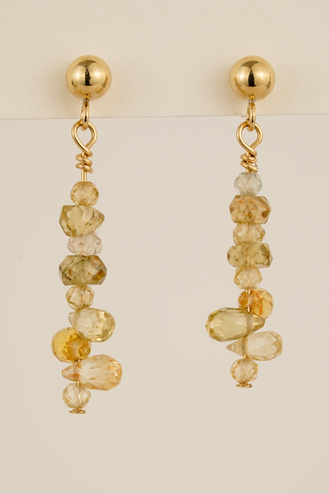 Mixed zircon droplet studs - gold-filled