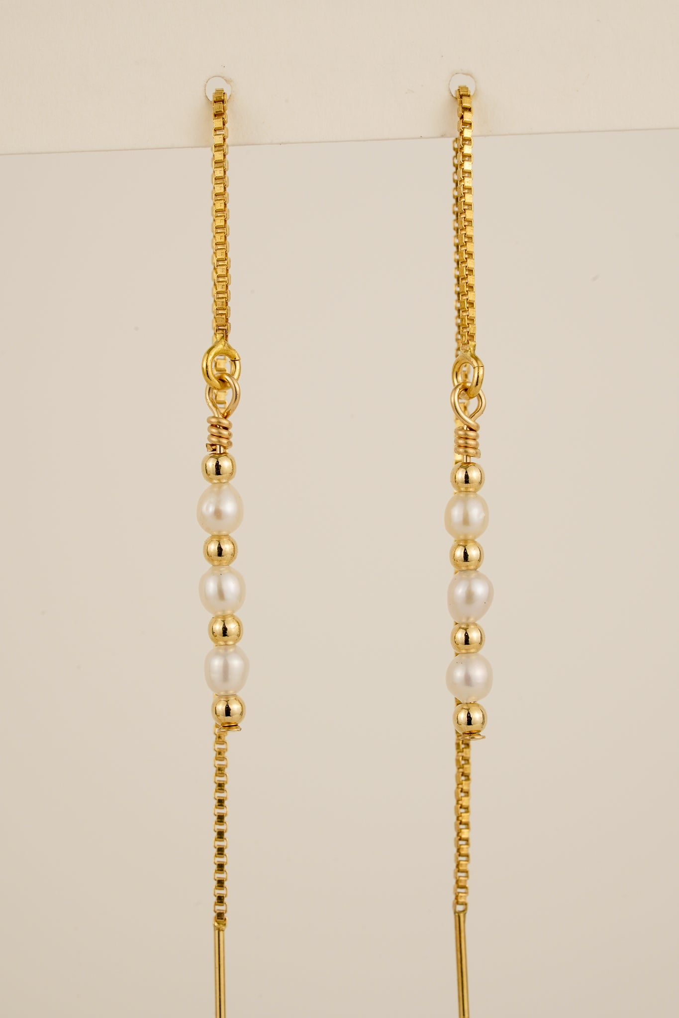 Pearl threader earrings - gold-filled