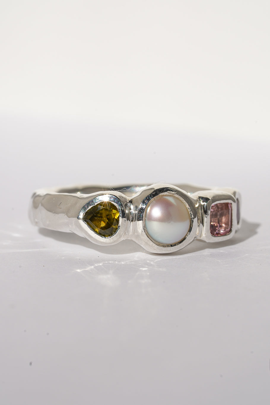 Tourmaline & pearl ring band - 2