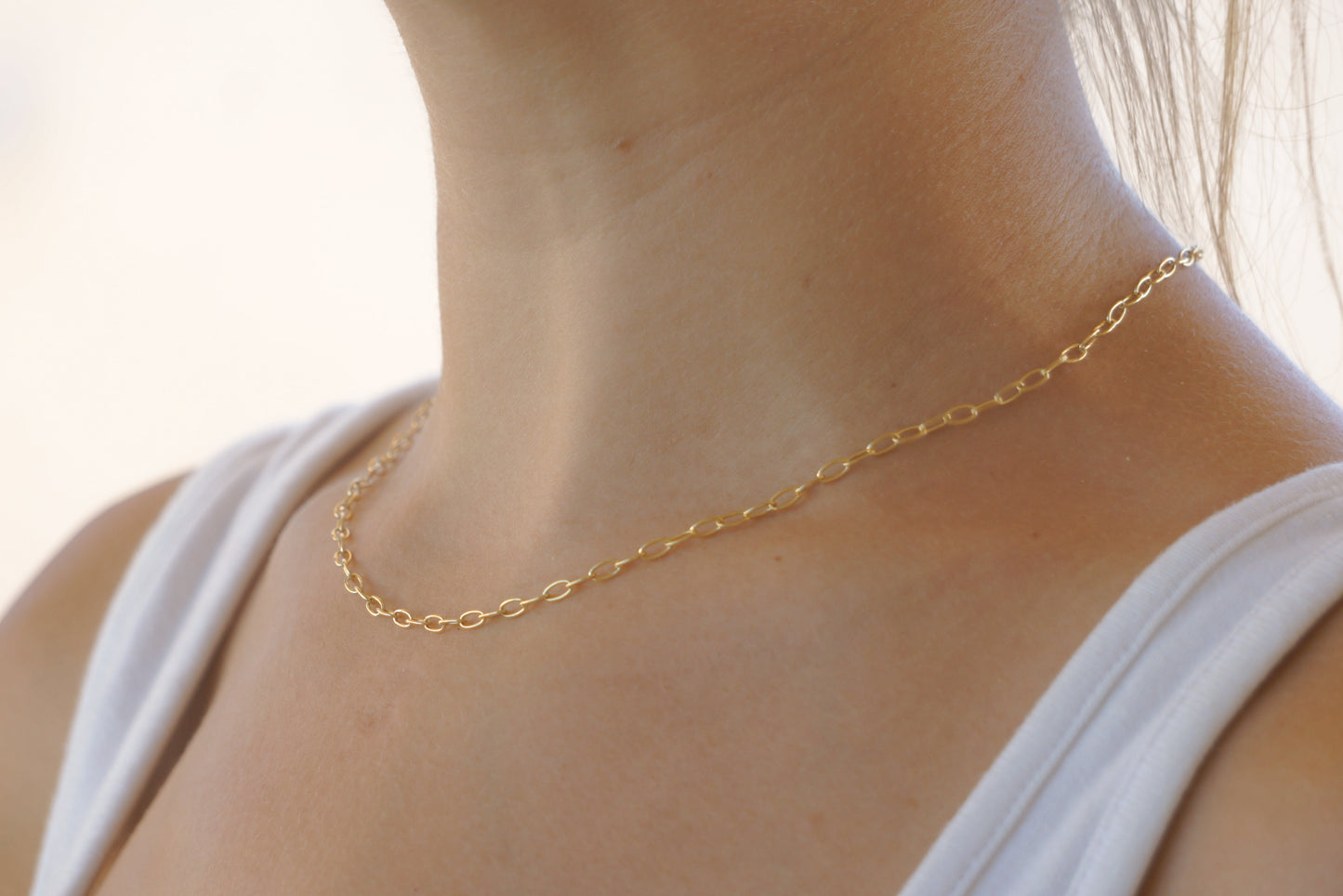 Solid gold chain - 2.5mm oval paperclip - 45cm