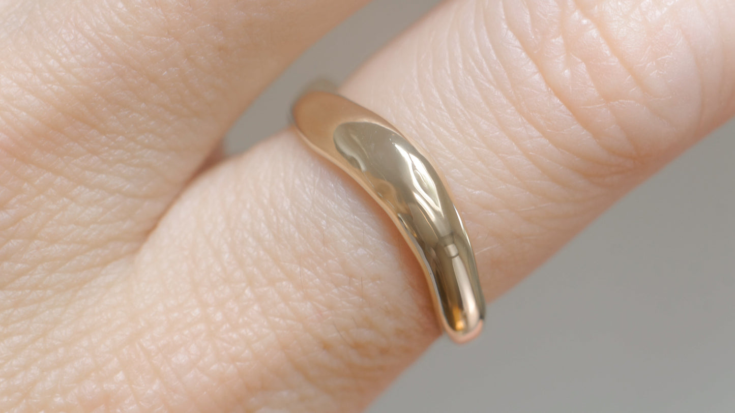 Solid gold smooth wave ring - Made To Order - CUSTOM - wedding band/stacking ring