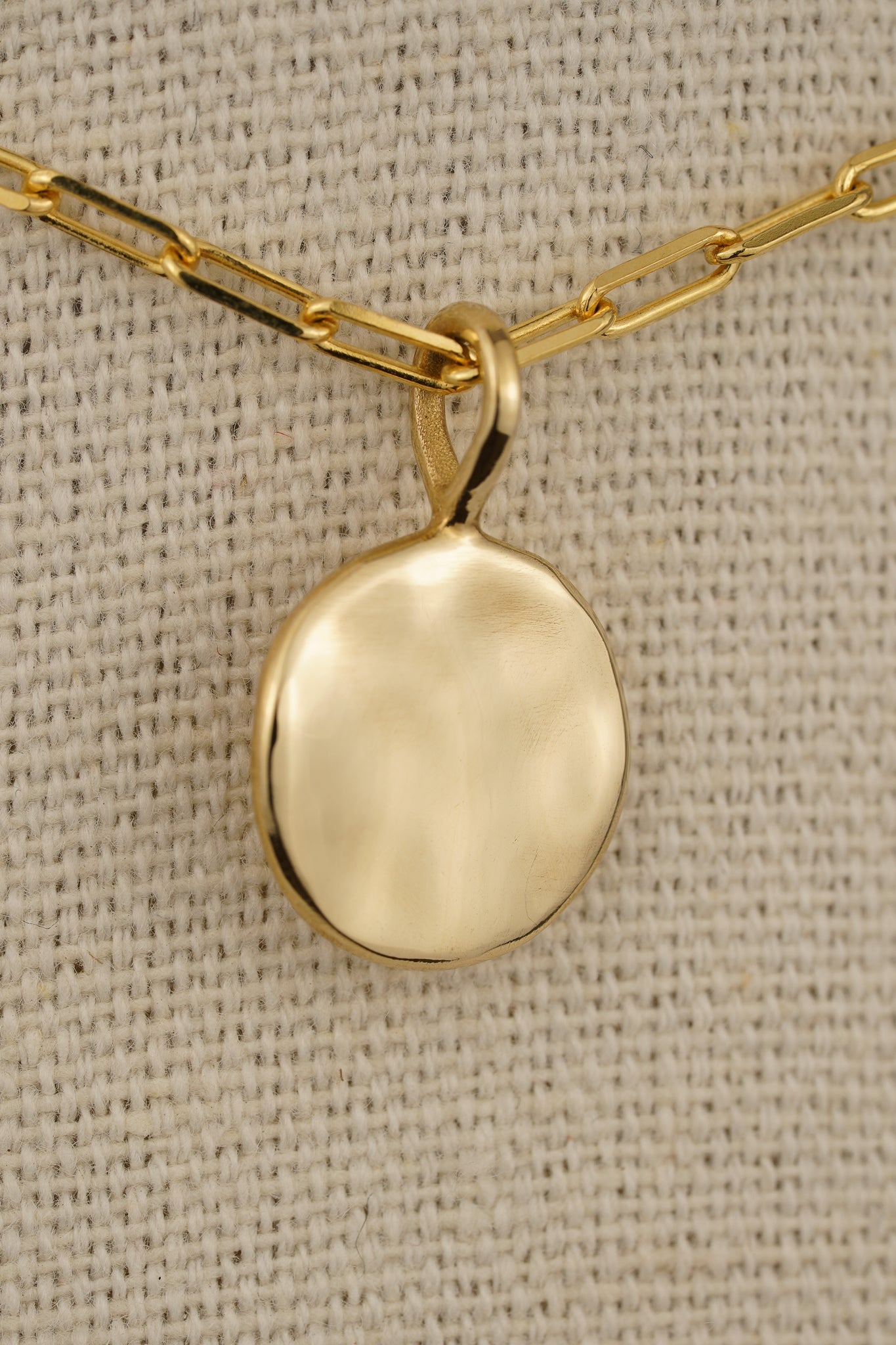 Solid gold round wave pendant - Ready to ship