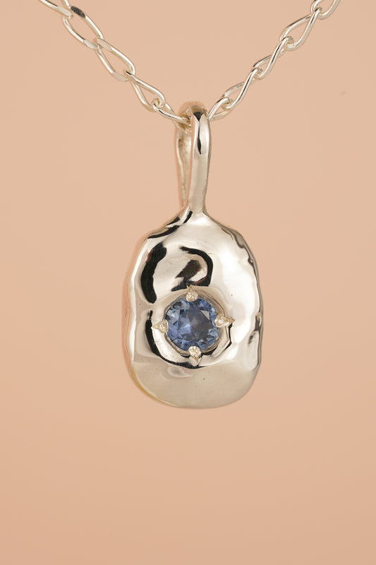 Molten pendant with Australian sapphire