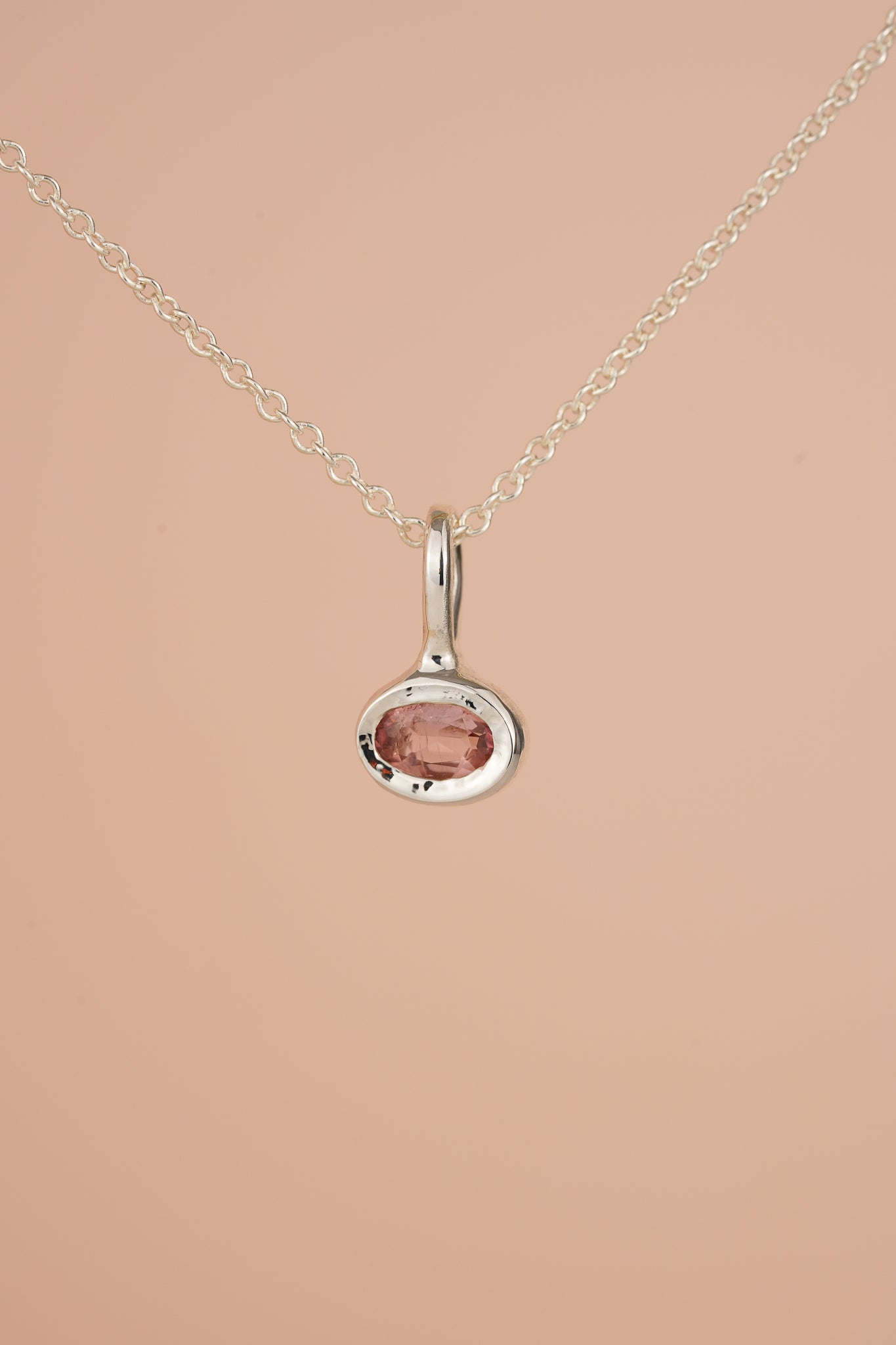 Tiny pink tourmaline pendant