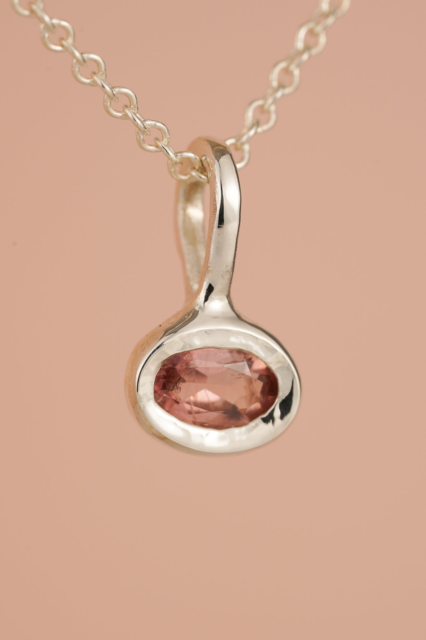 Tiny pink tourmaline pendant