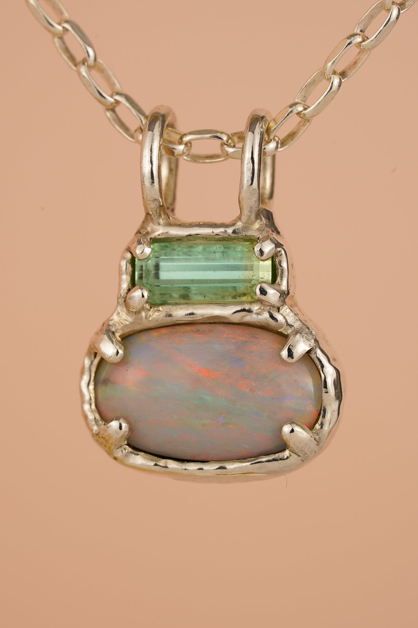 Opal & tourmaline pendant