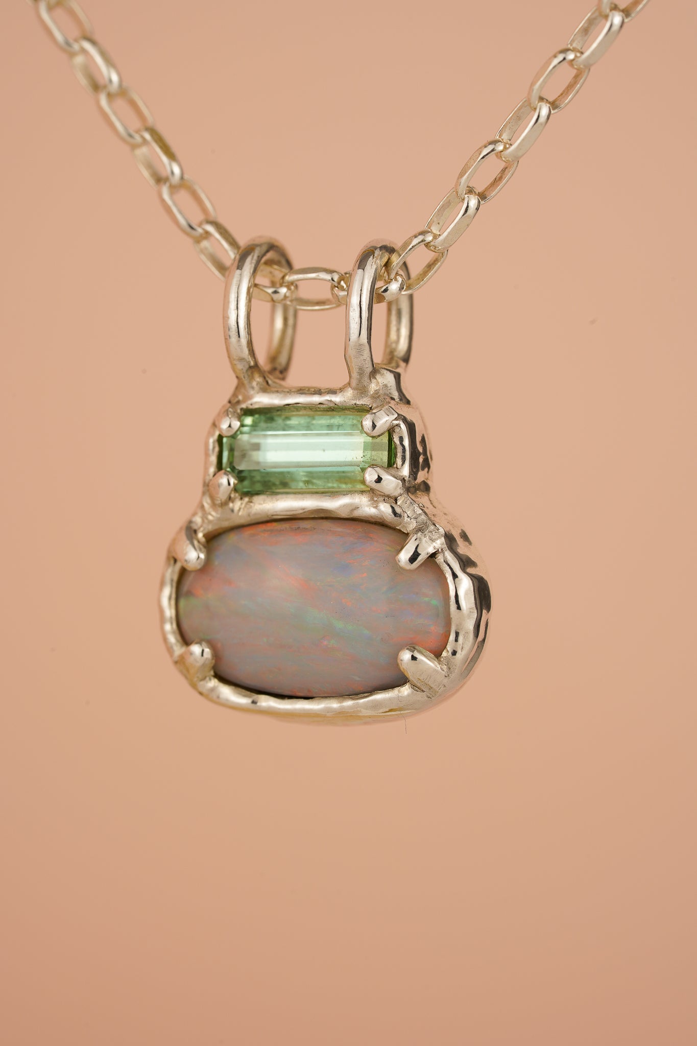 Opal & tourmaline pendant