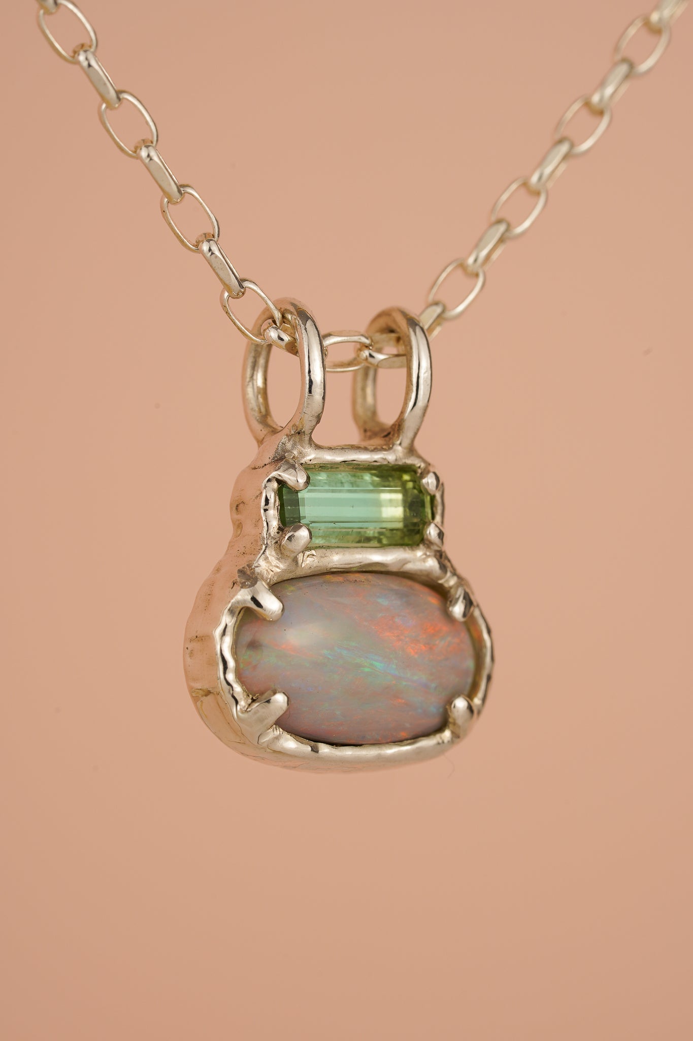 Opal & tourmaline pendant