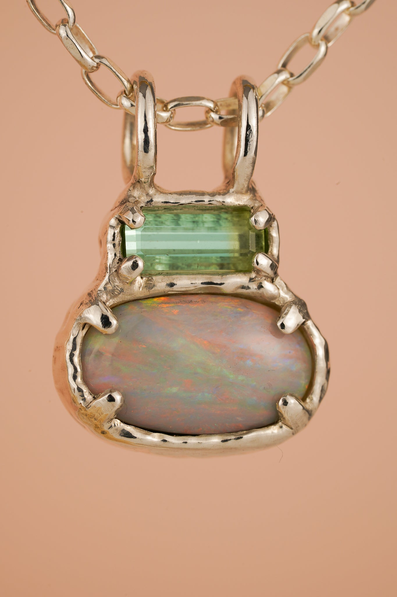 Opal & tourmaline pendant