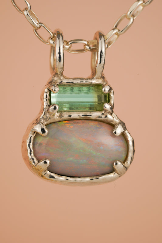 Opal & tourmaline pendant