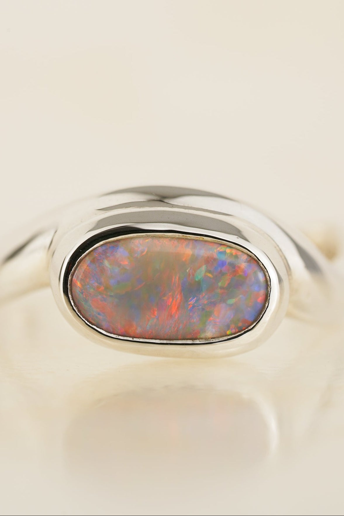 Pink opal wave ring