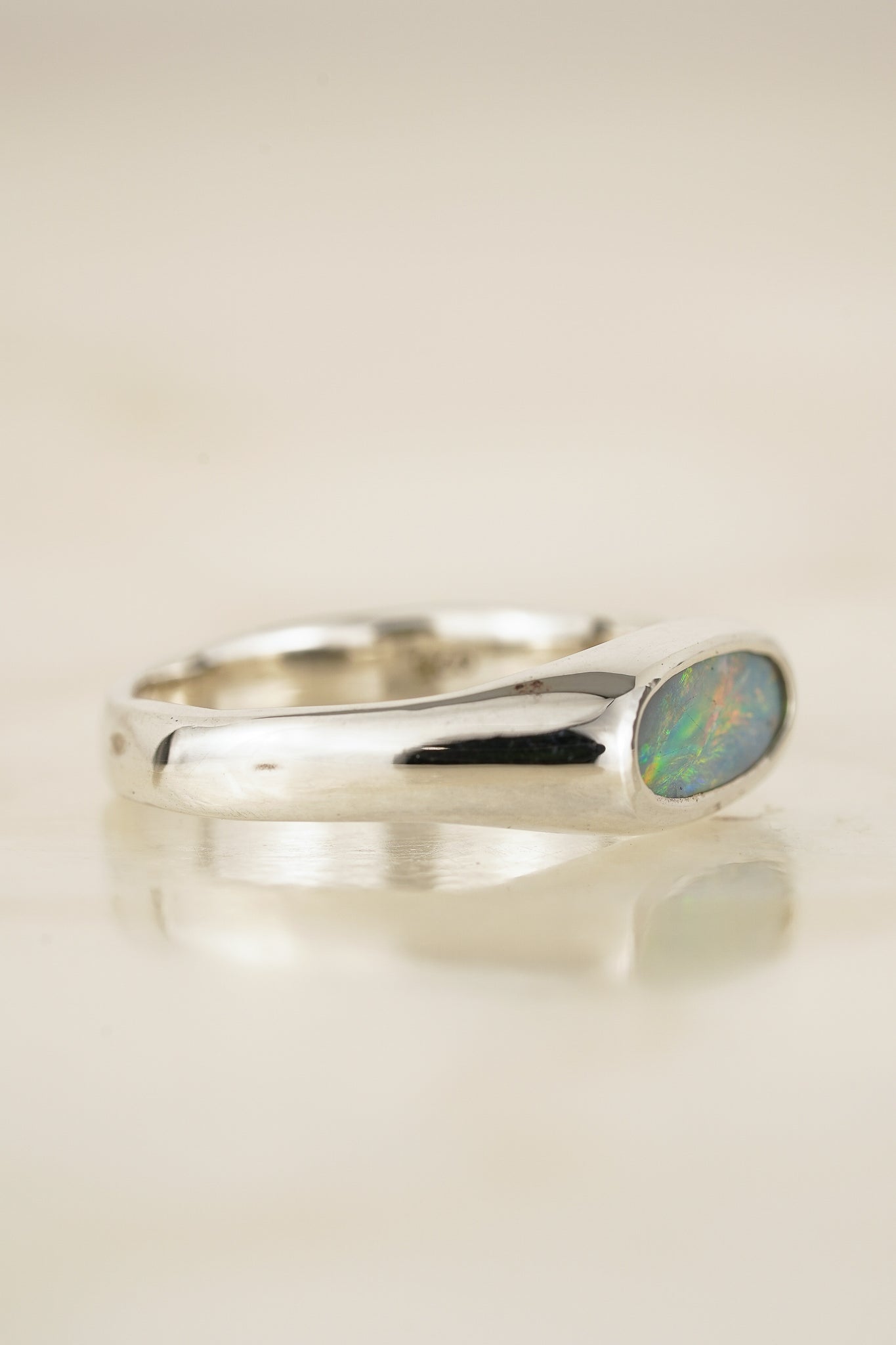 East-west opal signet ring