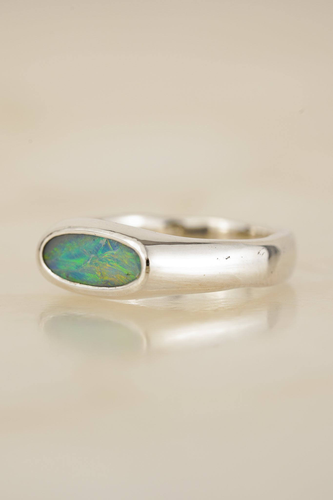 East-west opal signet ring