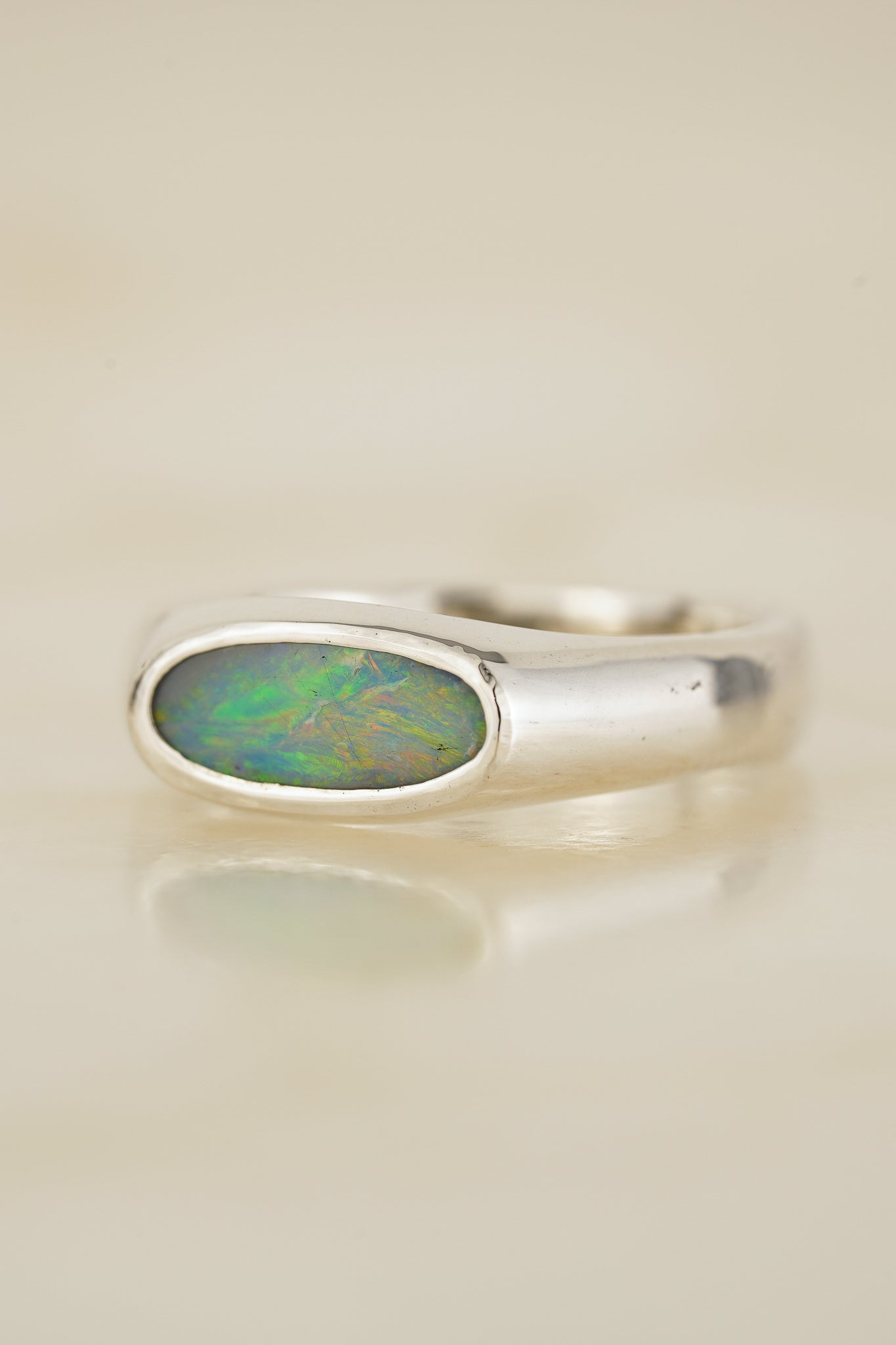 East-west opal signet ring