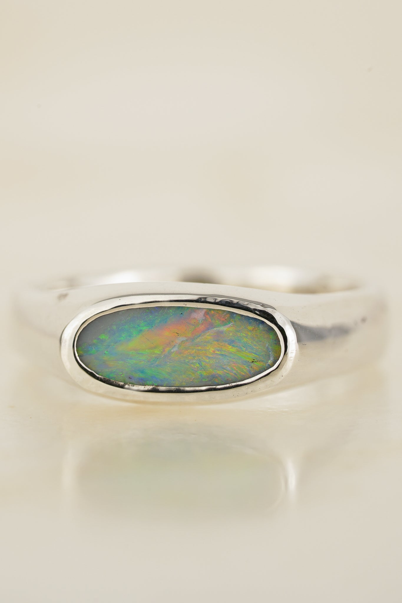 East-west opal signet ring
