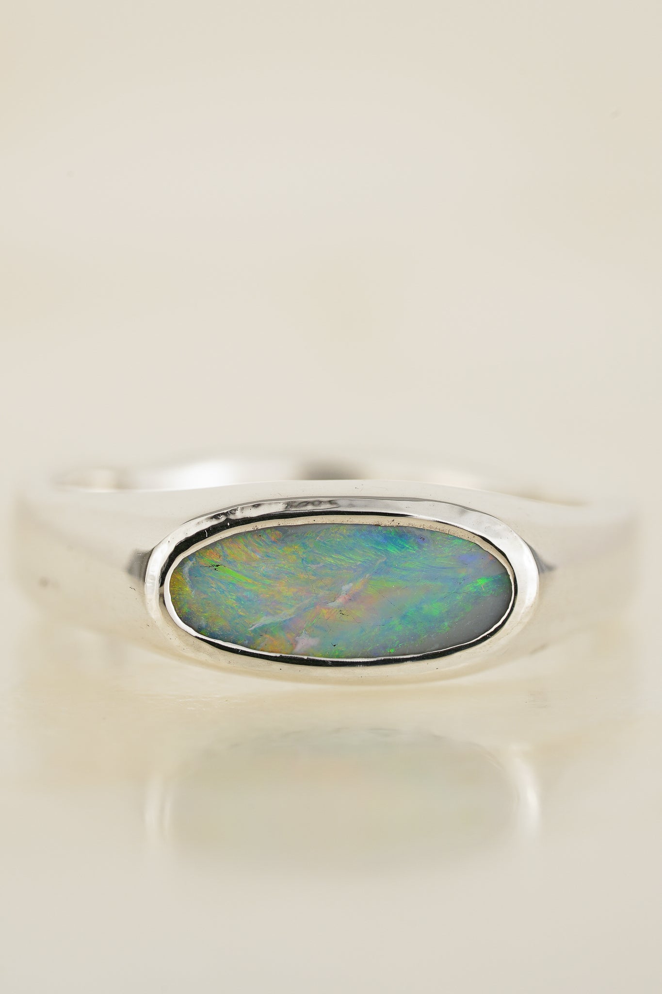 East-west opal signet ring