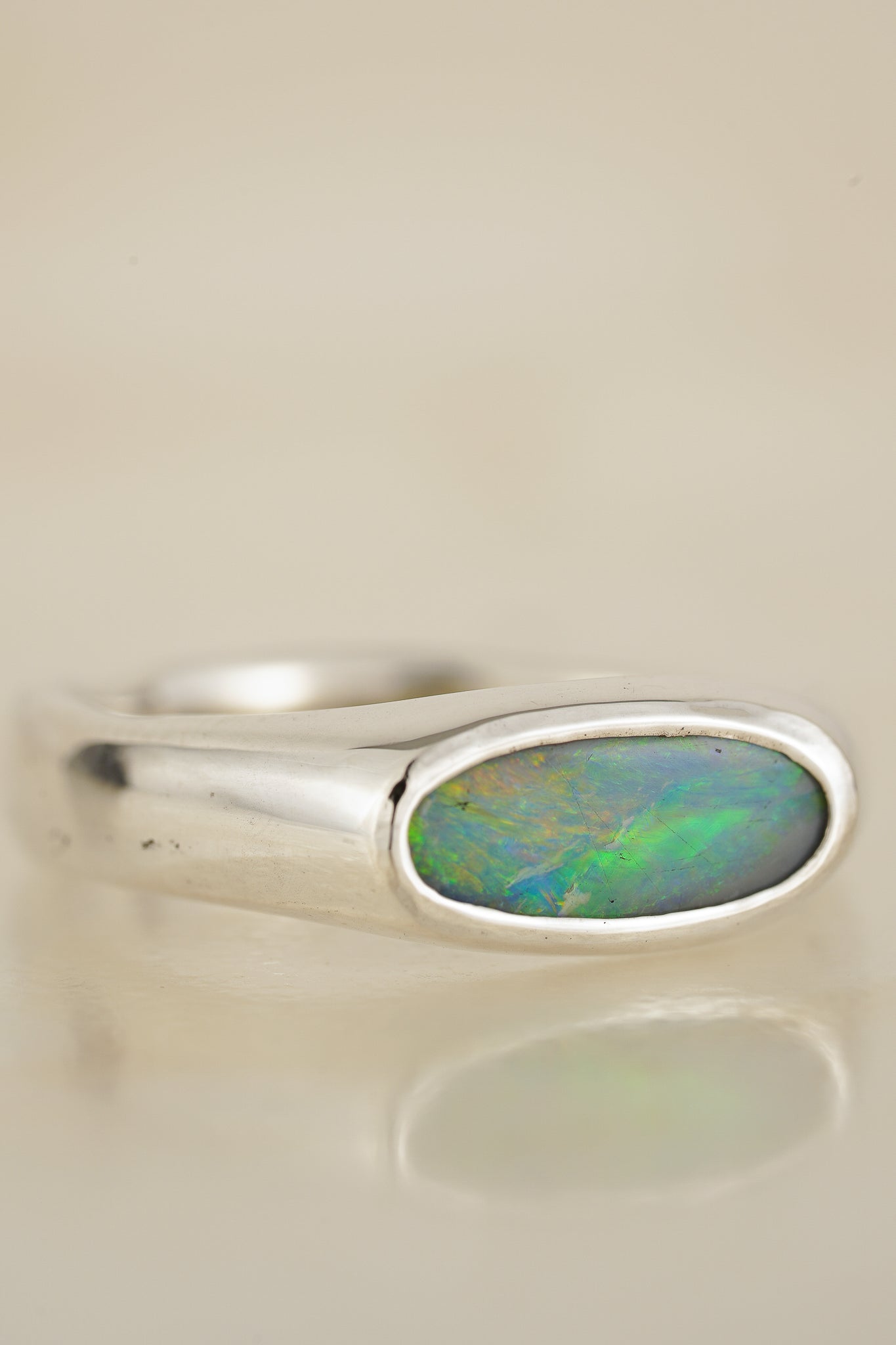 East-west opal signet ring
