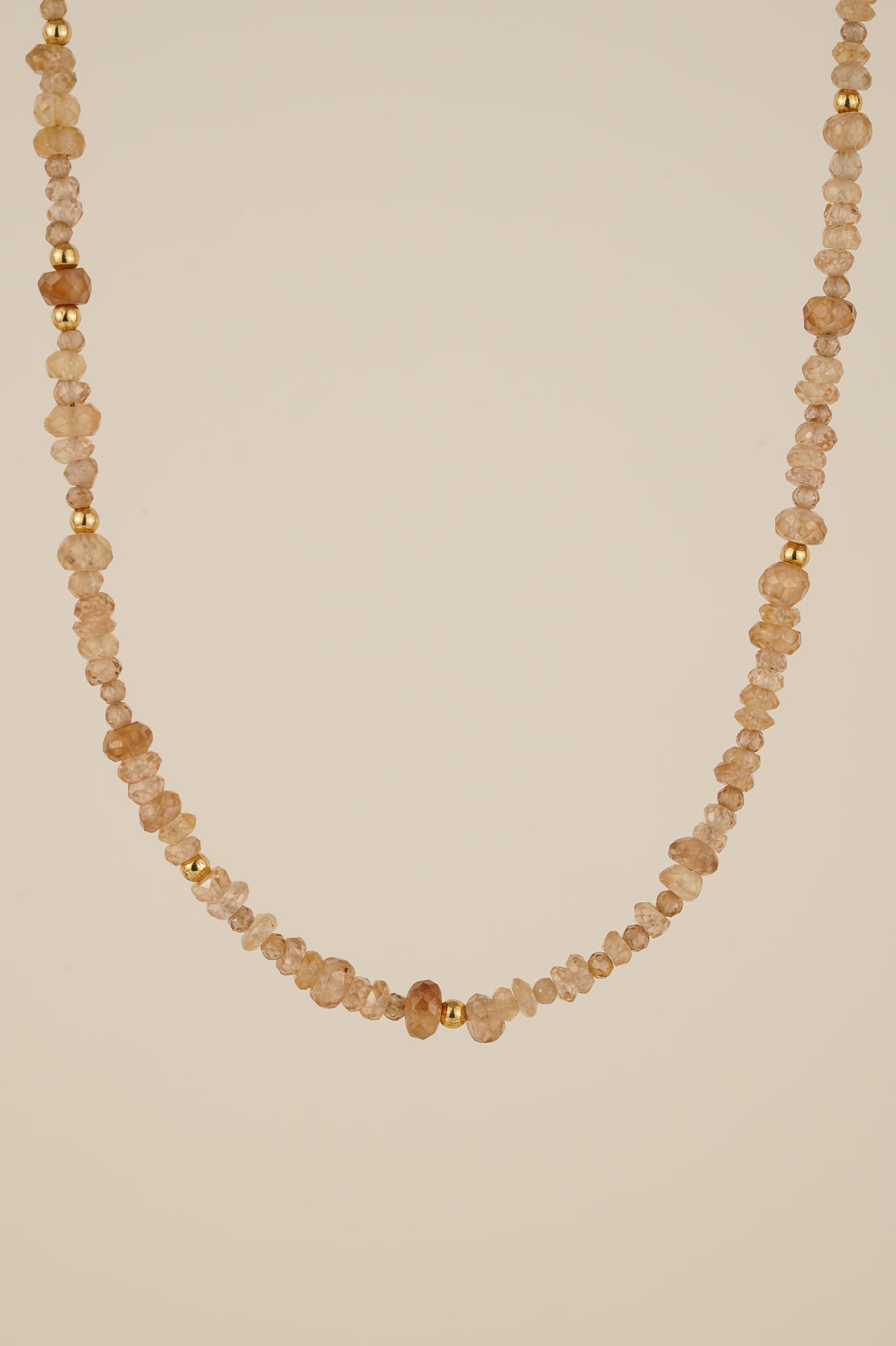 Mixed champagne zircon beaded necklace - gold