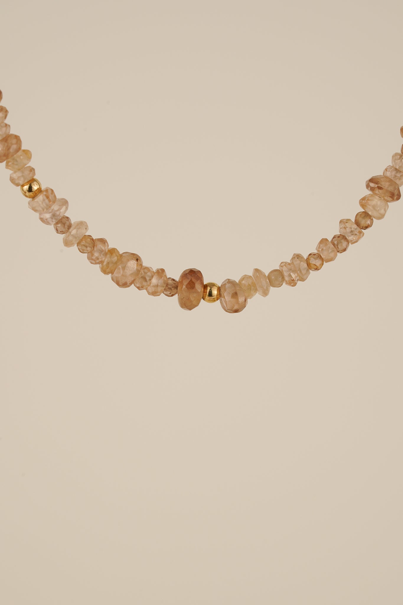 Mixed champagne zircon beaded necklace - gold
