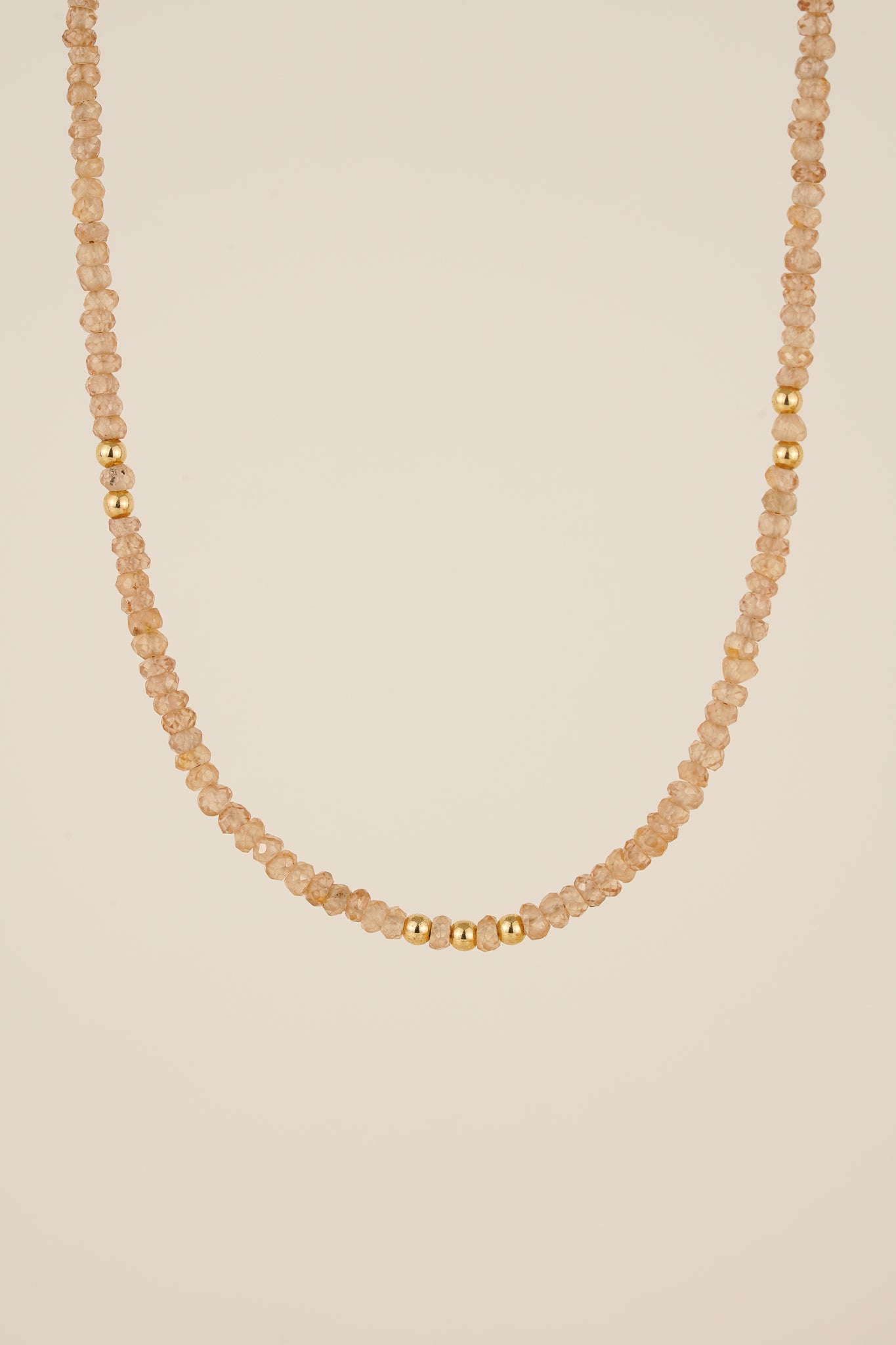 Champagne zircon beaded necklace - gold