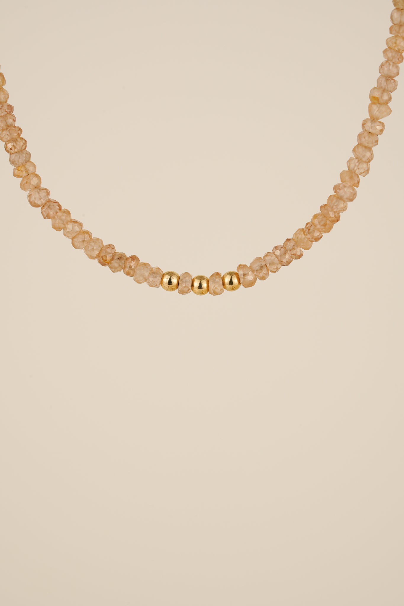 Champagne zircon beaded necklace - gold