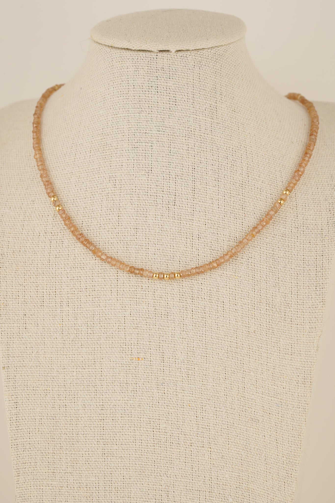 Champagne zircon beaded necklace - gold