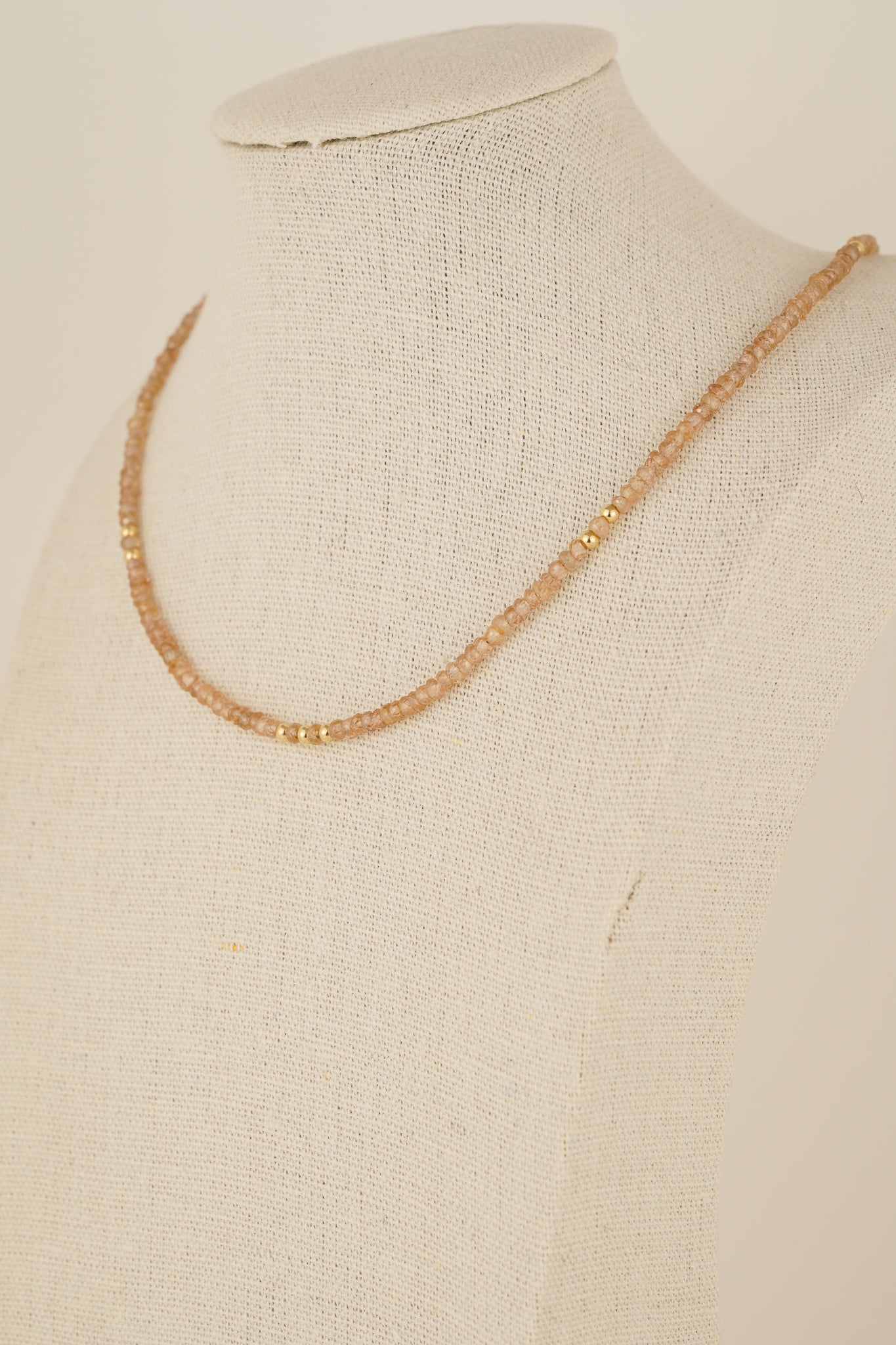 Champagne zircon beaded necklace - gold