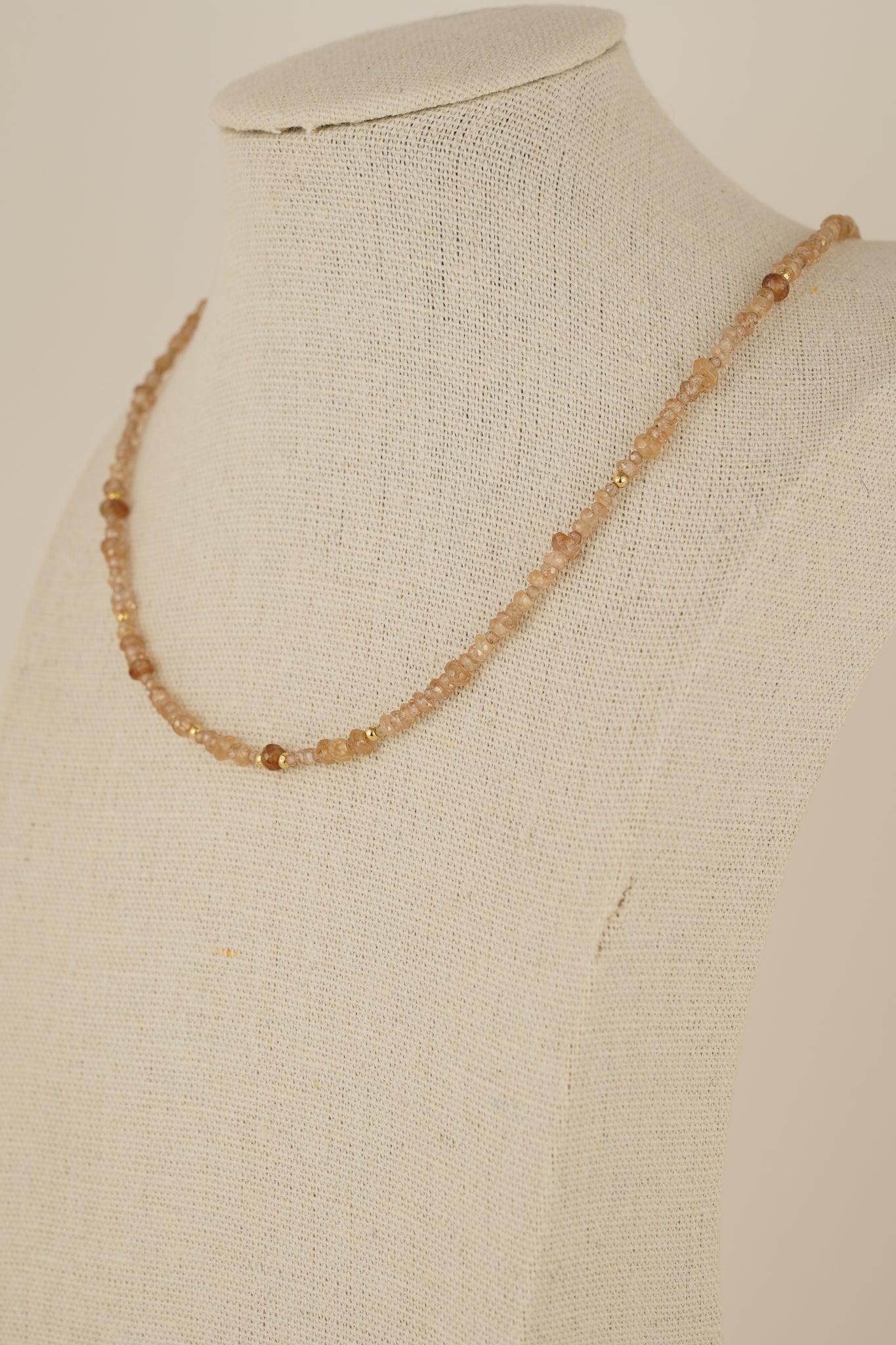 Mixed champagne zircon beaded necklace - gold