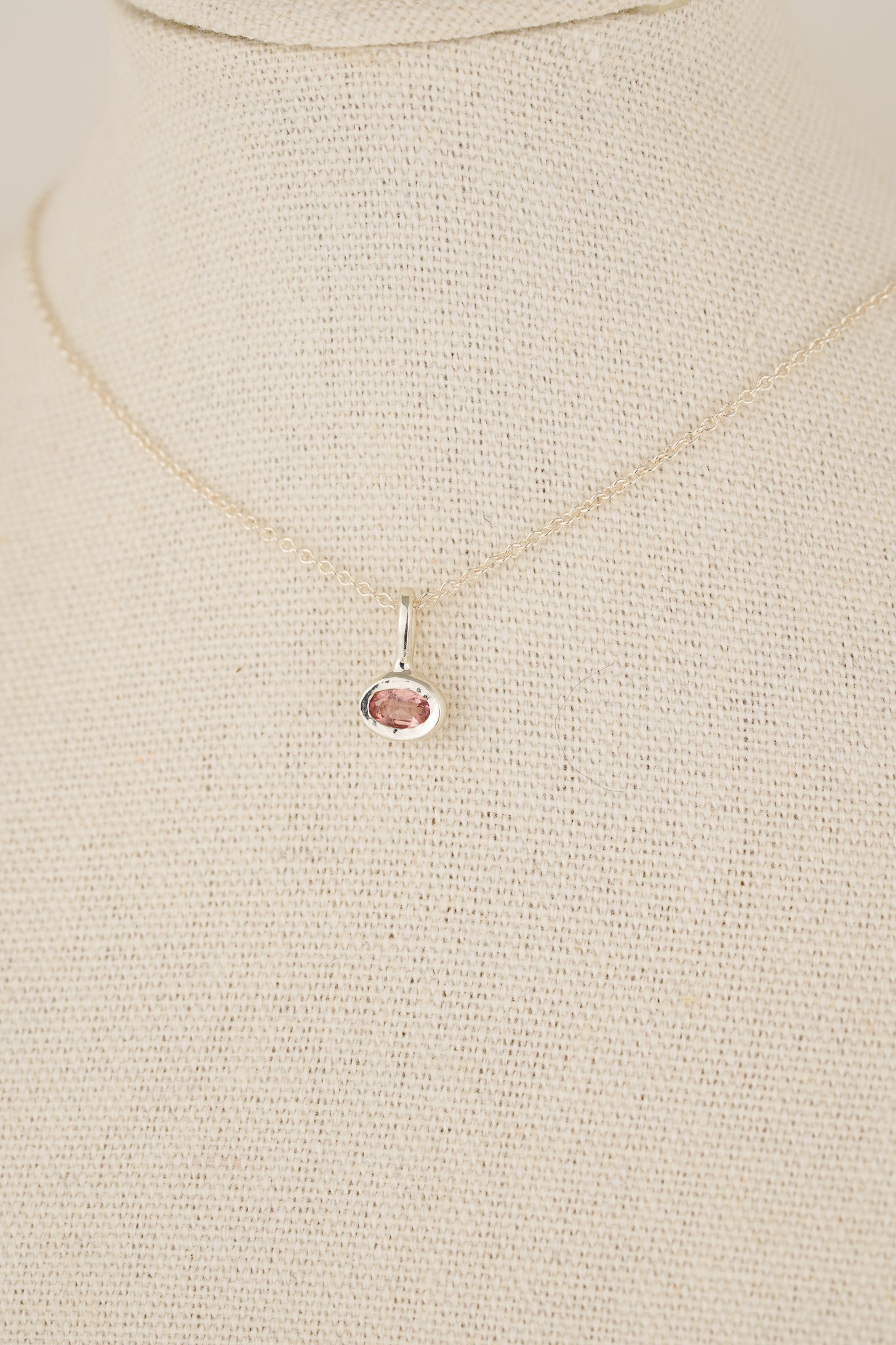 Tiny pink tourmaline pendant