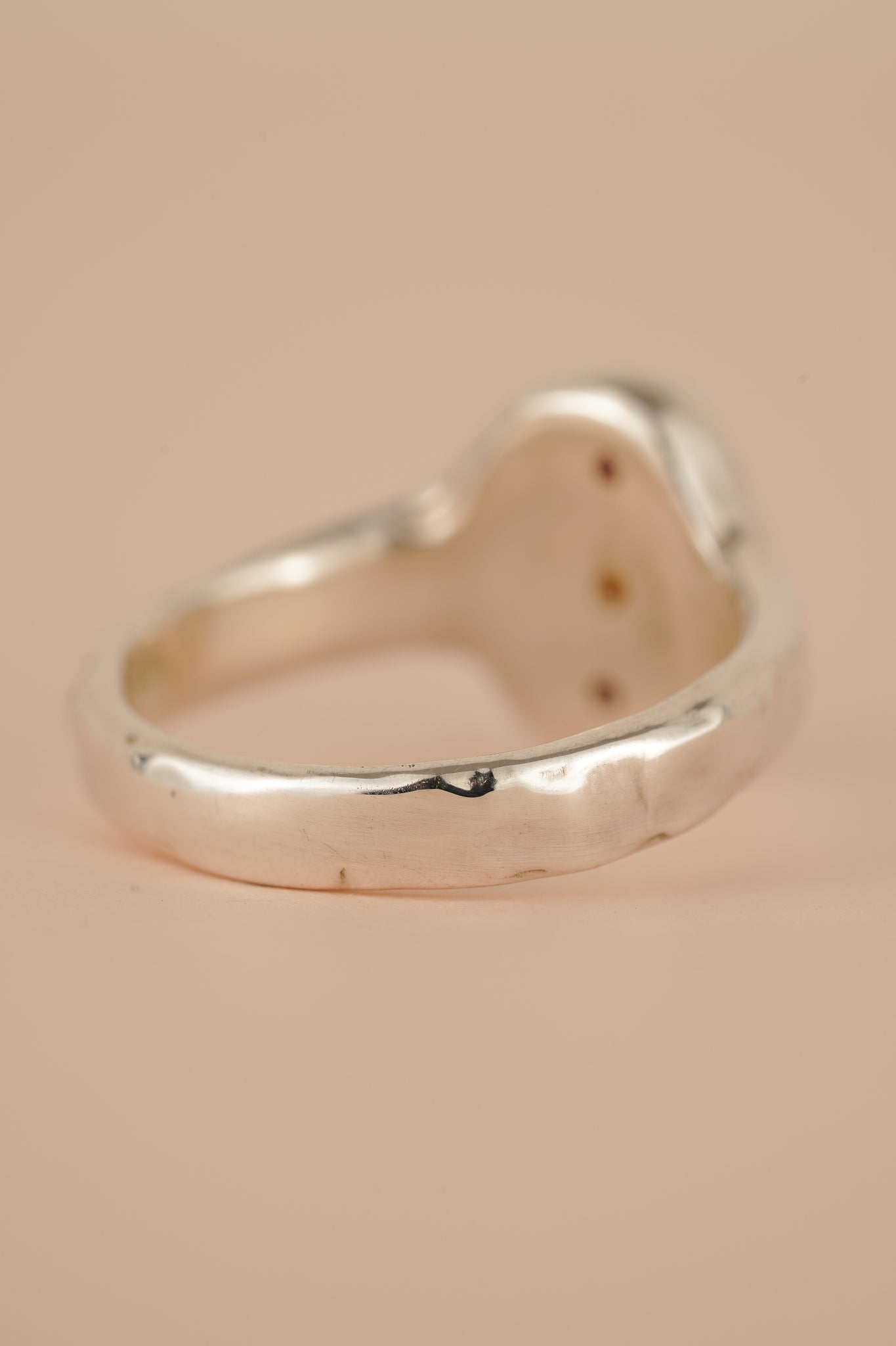 Molten signet with orange tourmaline & rhodolite garnet