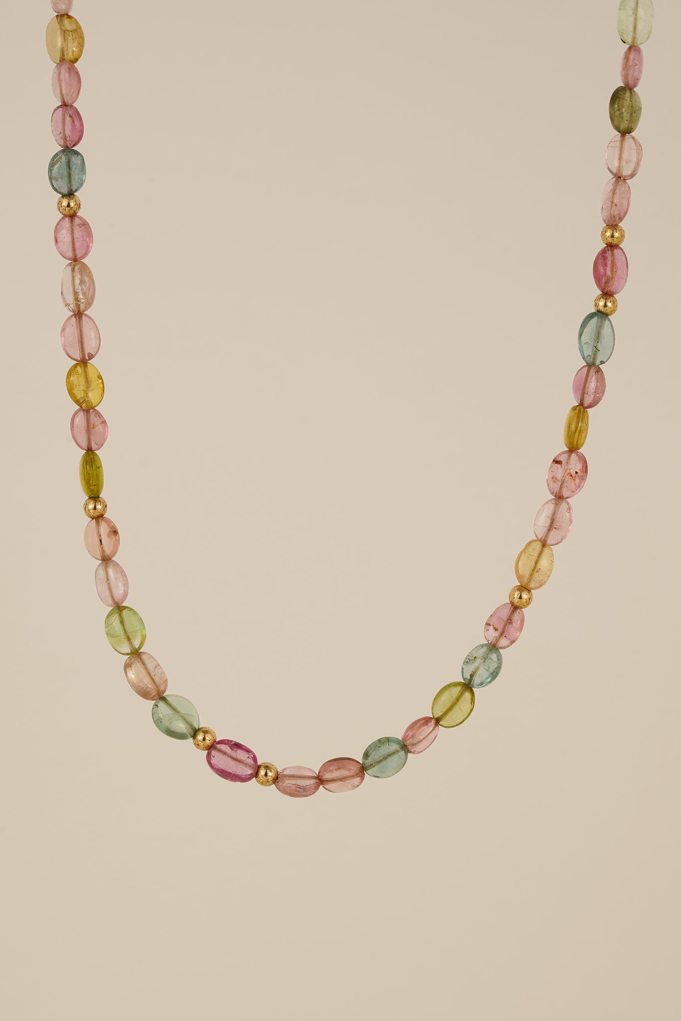 Tourmaline ovals beaded necklace