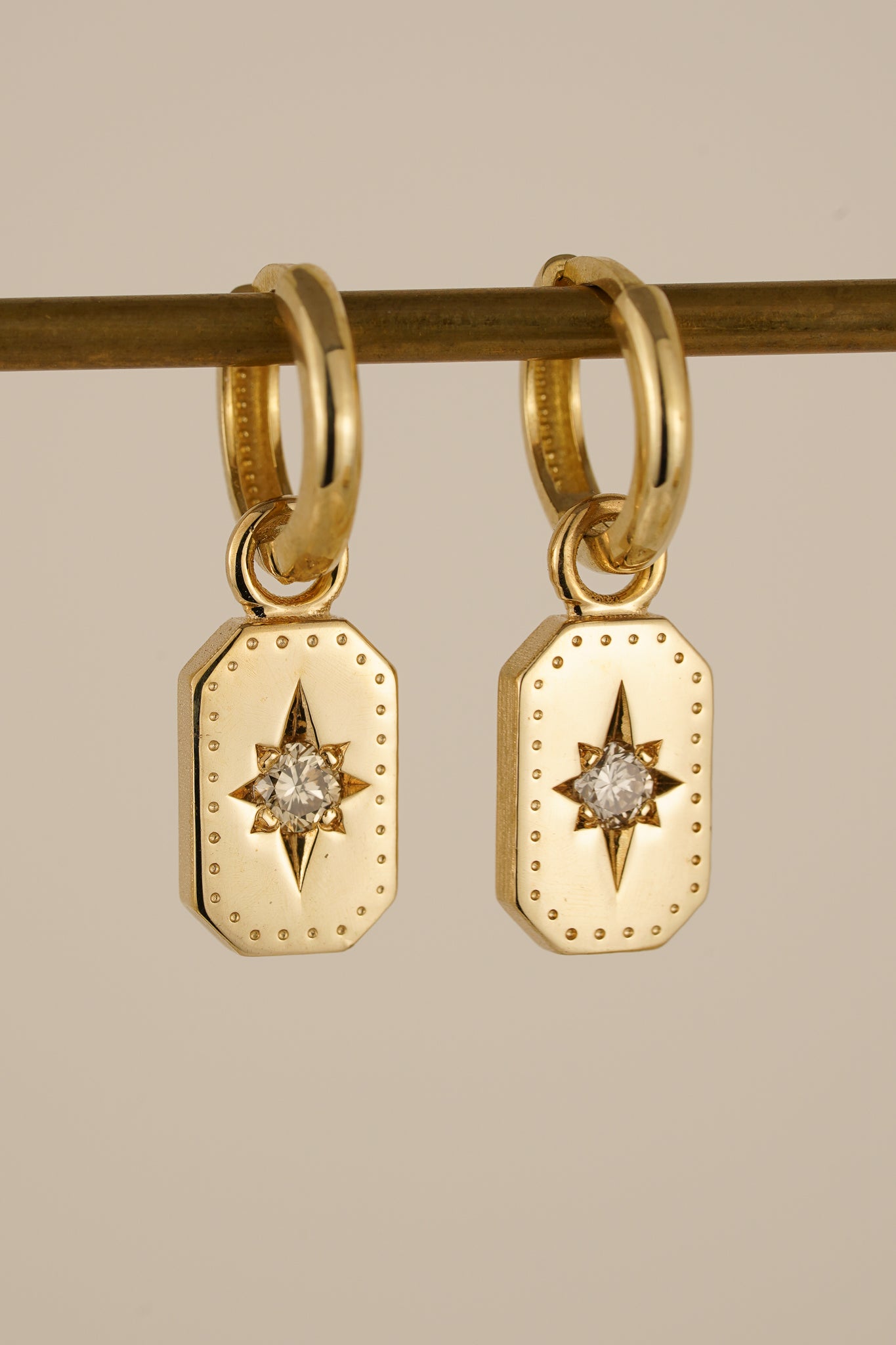 Solid gold champagne diamond earring charms