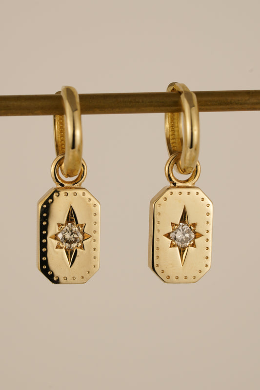 Solid gold champagne diamond earring charms
