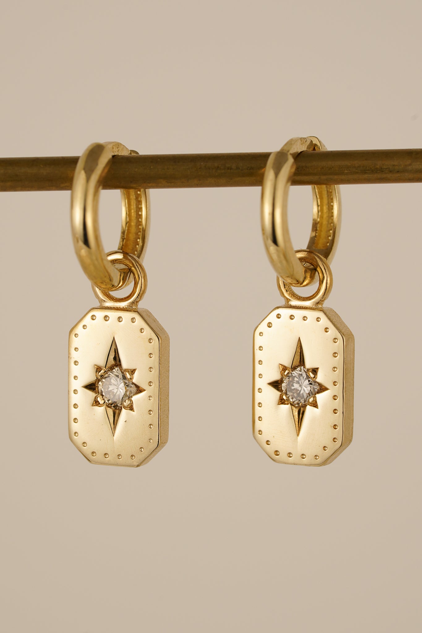 Solid gold champagne diamond earring charms