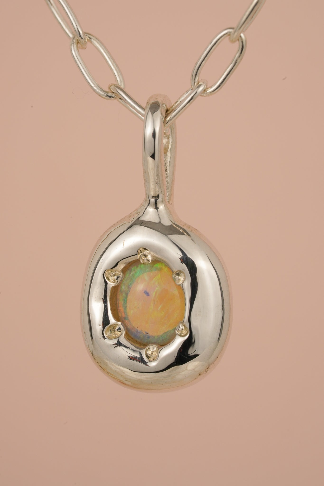 Organic blue/green crystal opal pendant