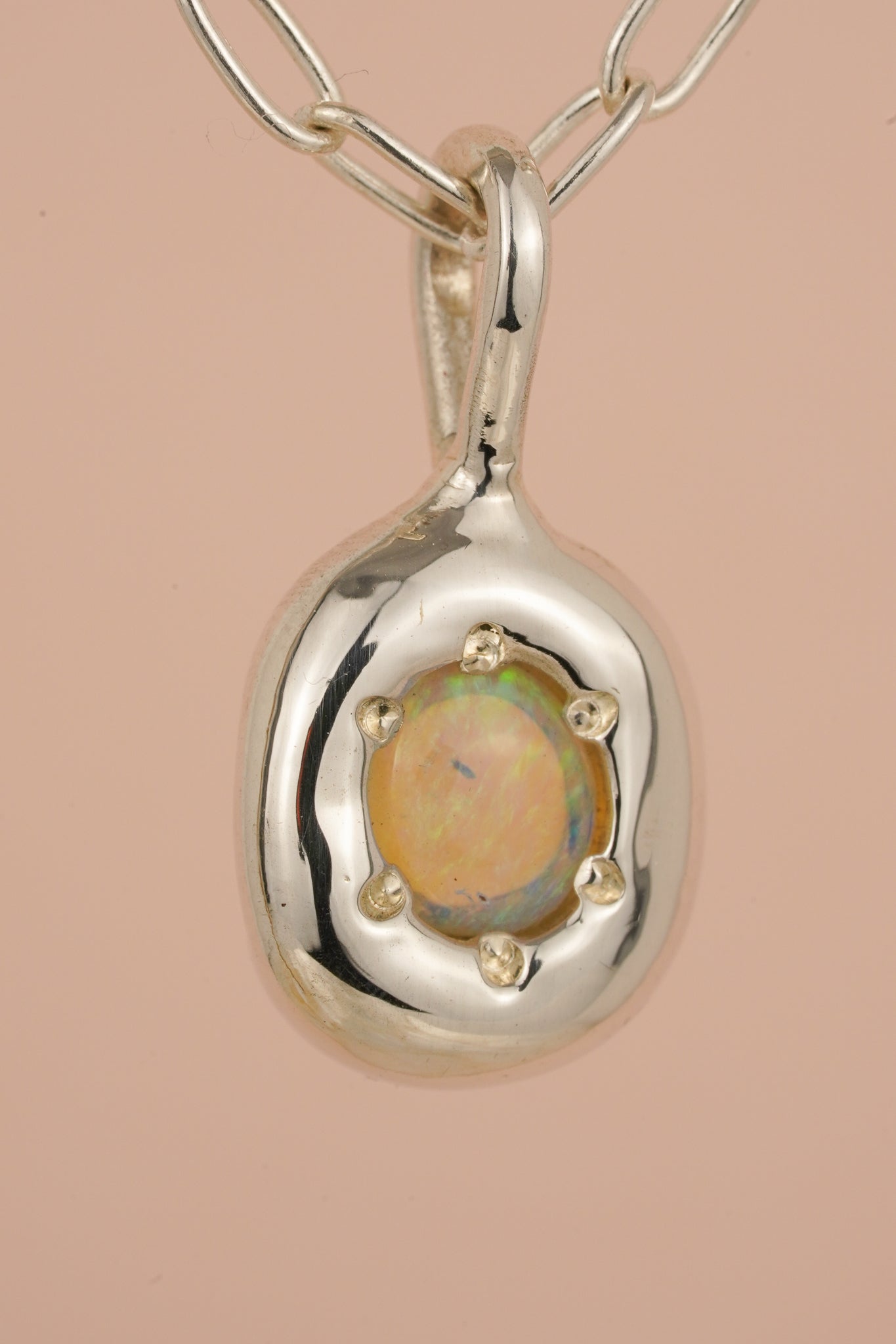 Organic blue/green crystal opal pendant