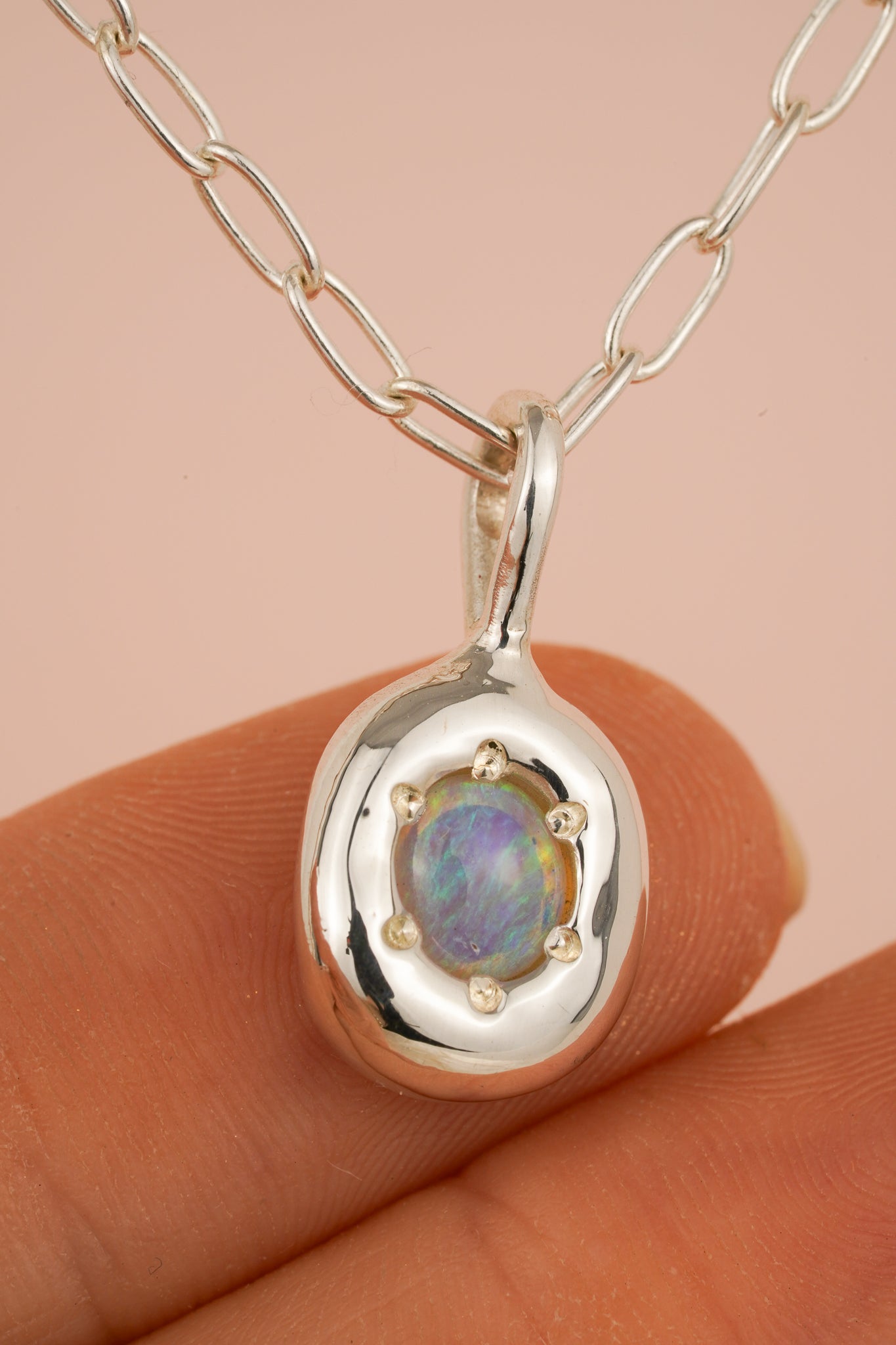 Organic blue/green crystal opal pendant
