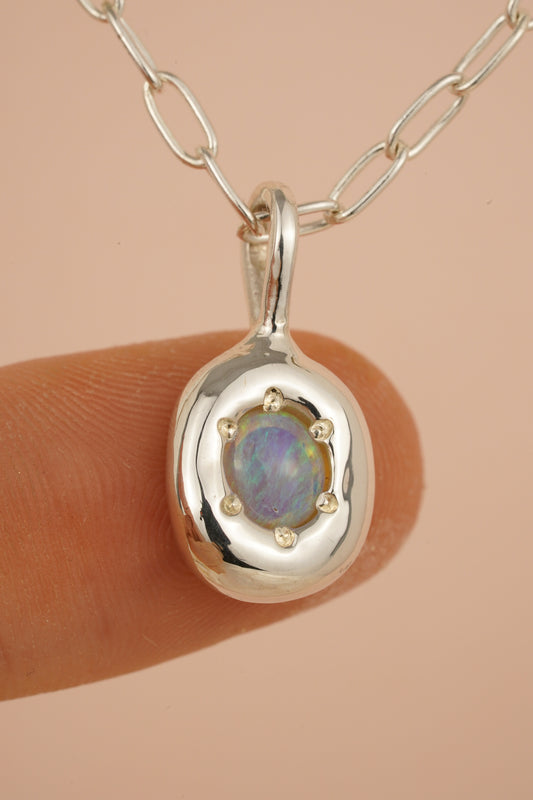 Organic blue/green crystal opal pendant