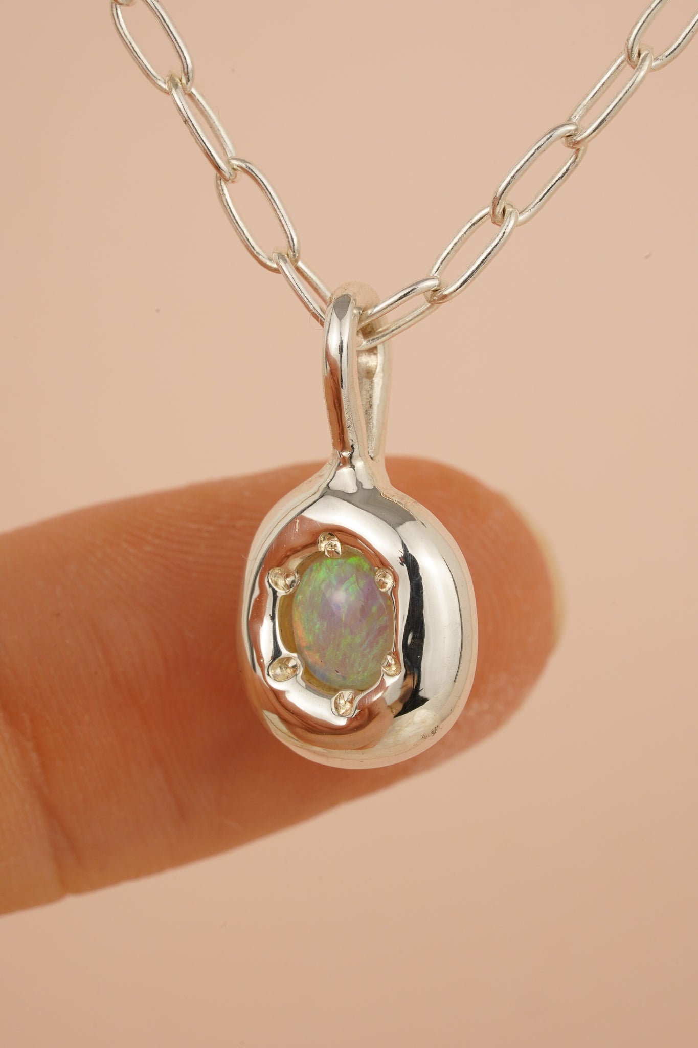 Organic blue/green crystal opal pendant