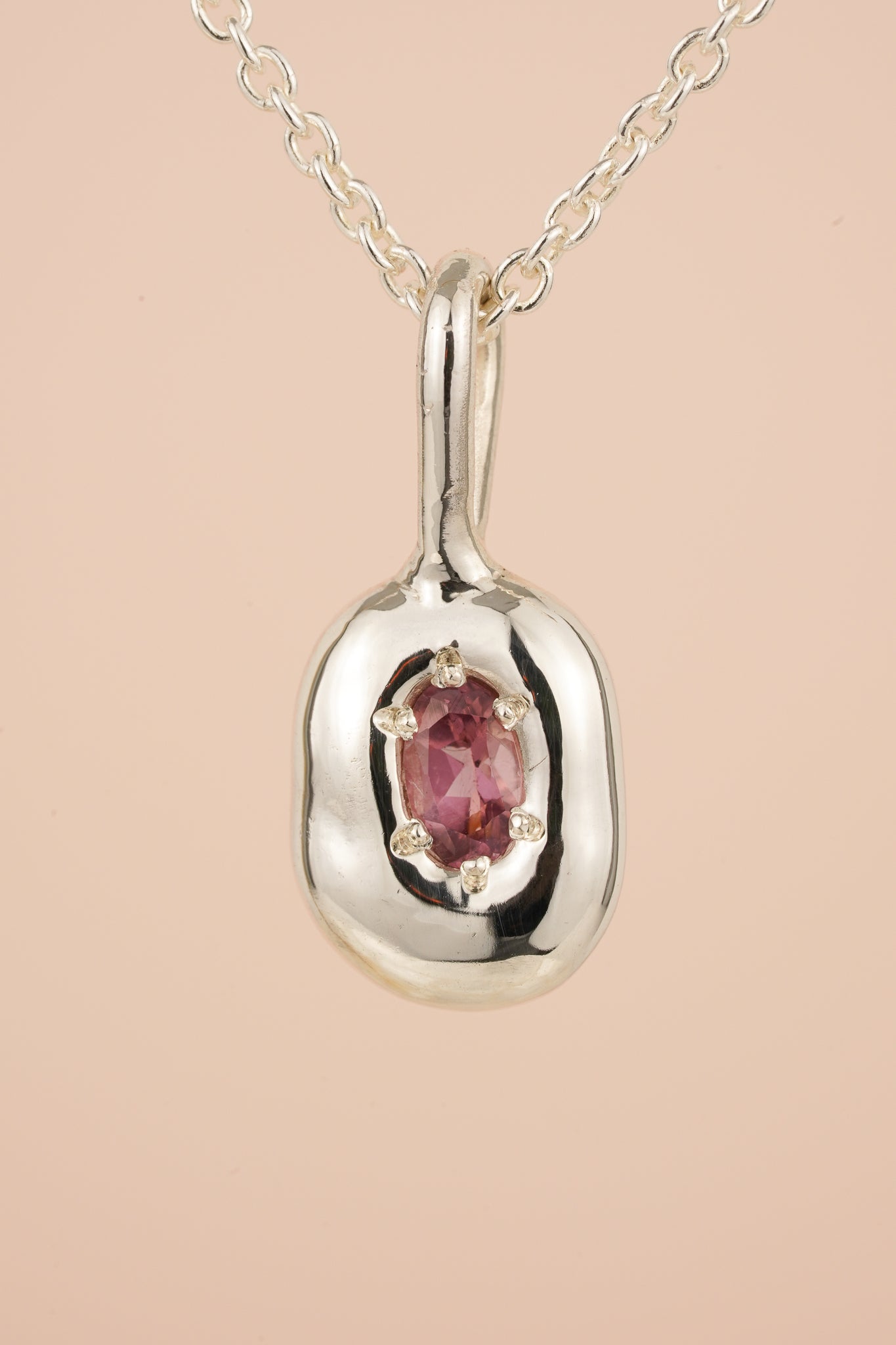 Organic pendant with pink tourmaline