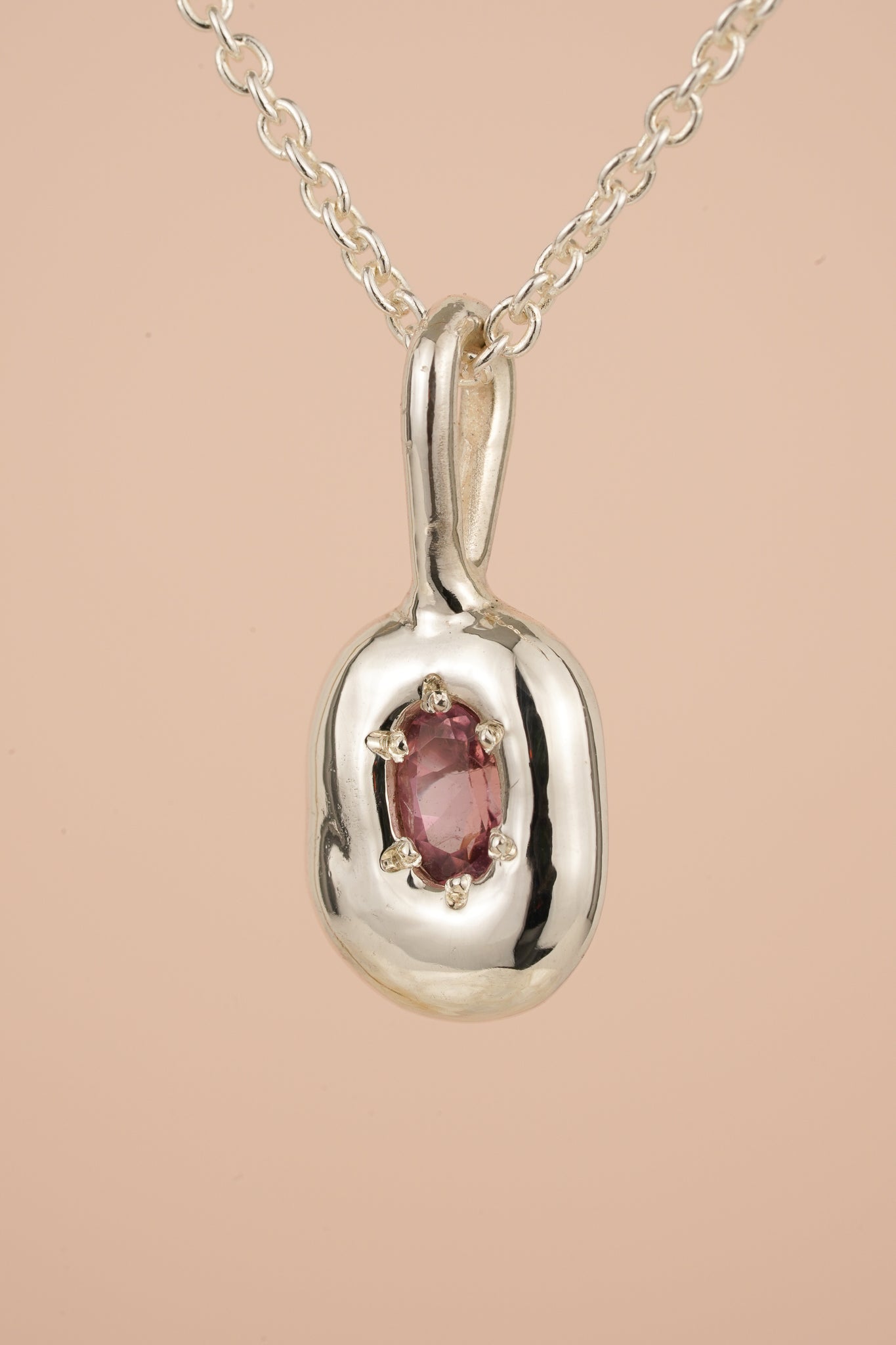 Organic pendant with pink tourmaline