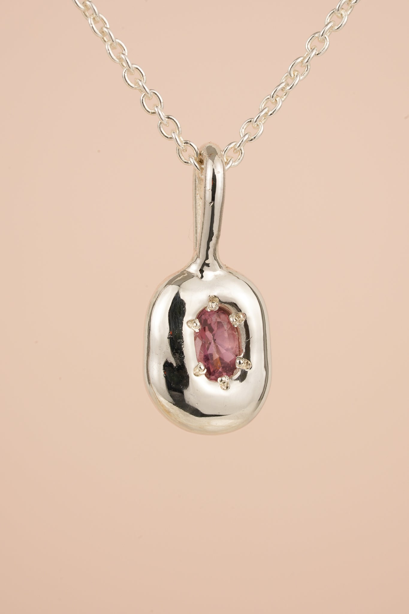 Organic pendant with pink tourmaline